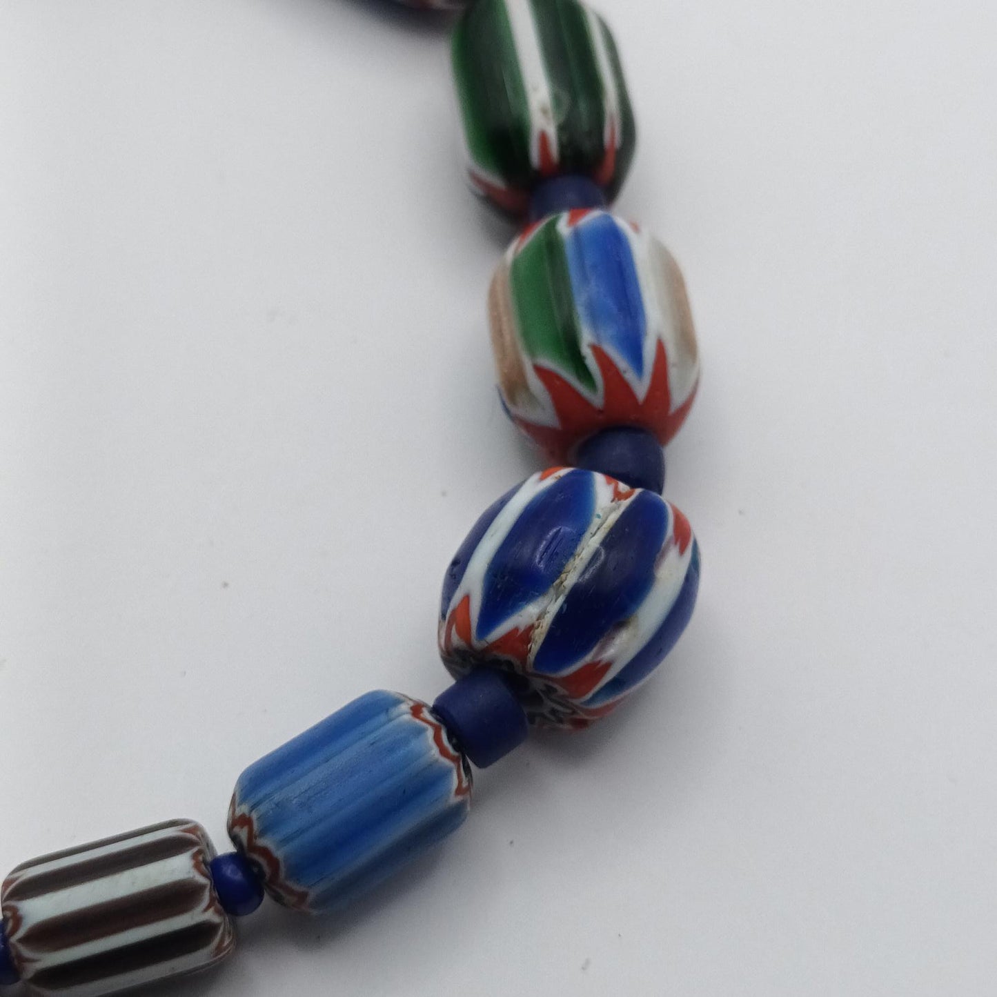 Antique Venetian Chevron Blue and green African Trade 6 layered Bead
