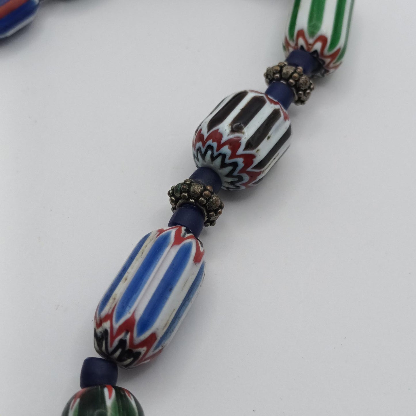 Antique Venetian Chevron Blue and green African Trade 6 layered Bead
