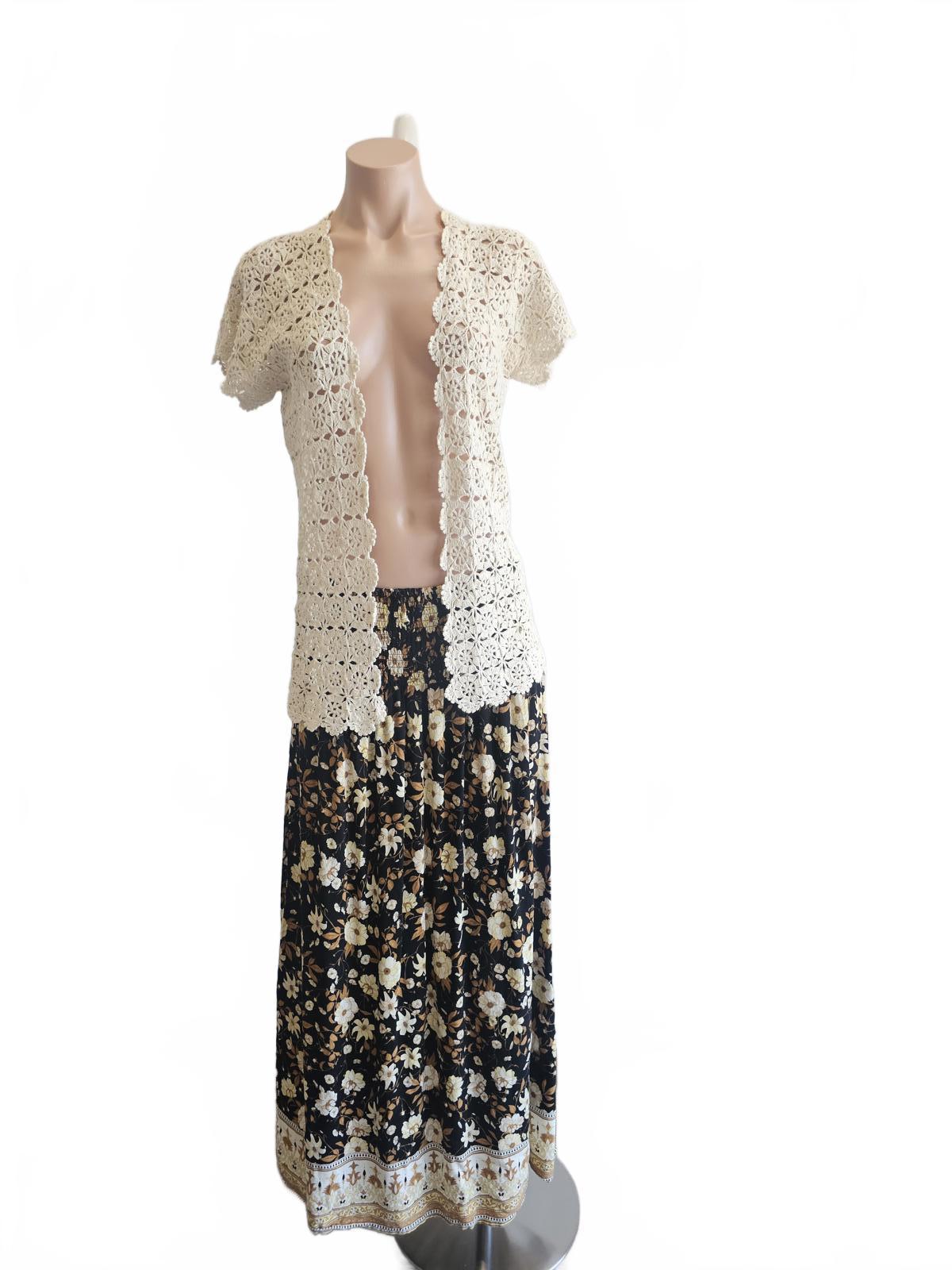Vintage rip curl floral boho midi skirt L !