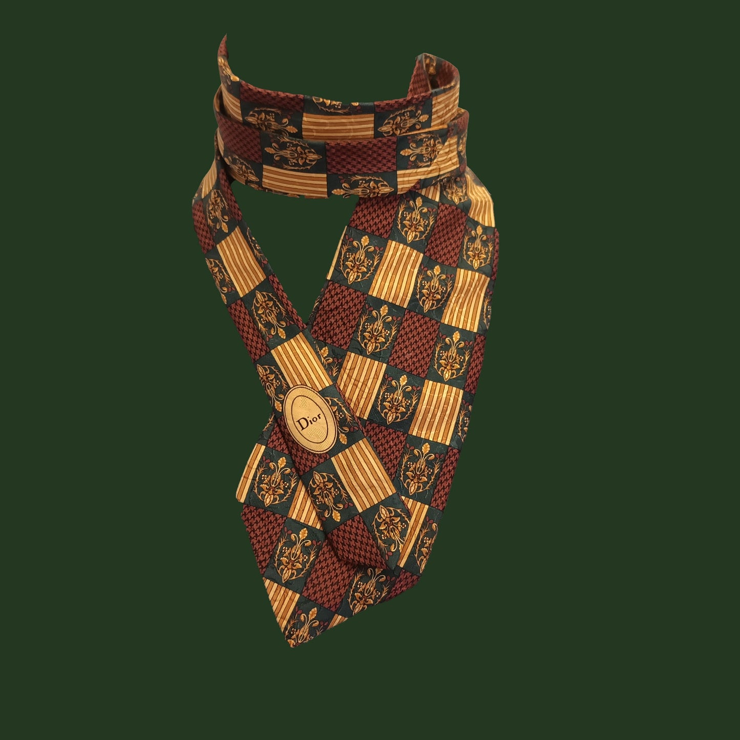 Vintage Christian Dior Silk Tie with Dior emblem Modeshy
