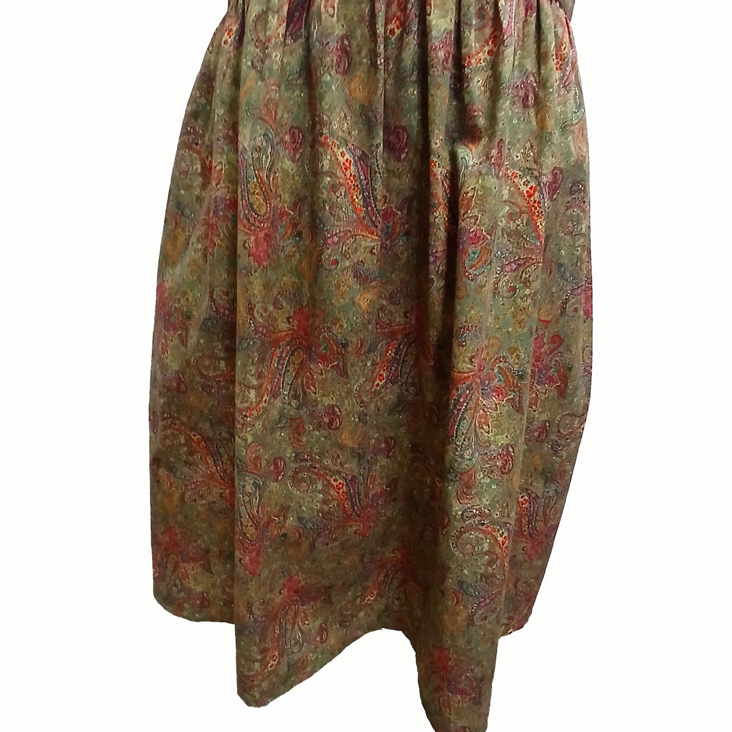 Vintage hand made green paisley floral cotton dress Modeshy