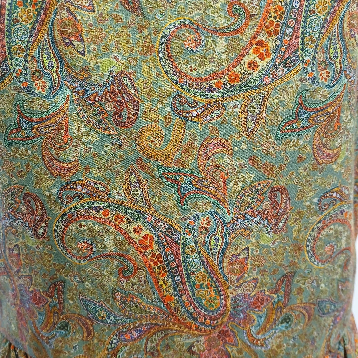 Vintage hand made green paisley floral cotton dress Modeshy