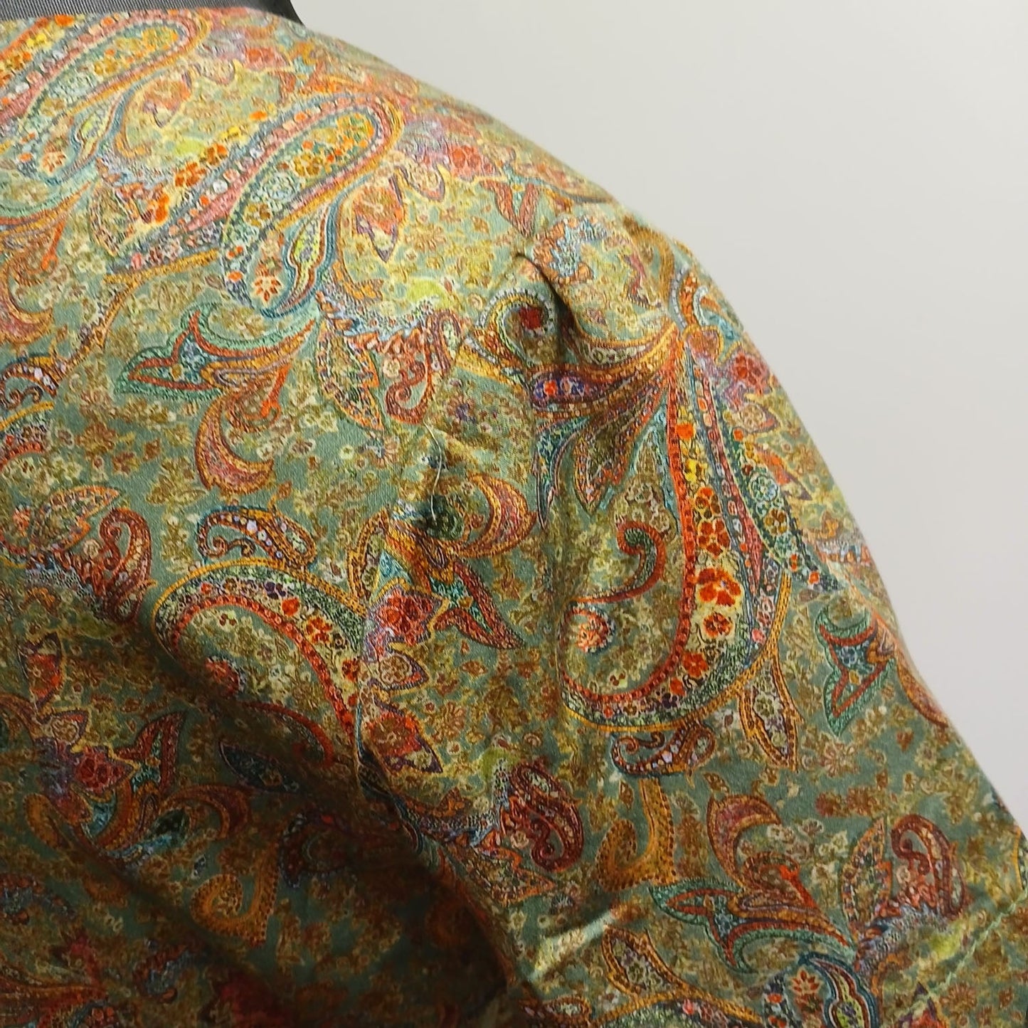 Vintage hand made green paisley floral cotton dress Modeshy