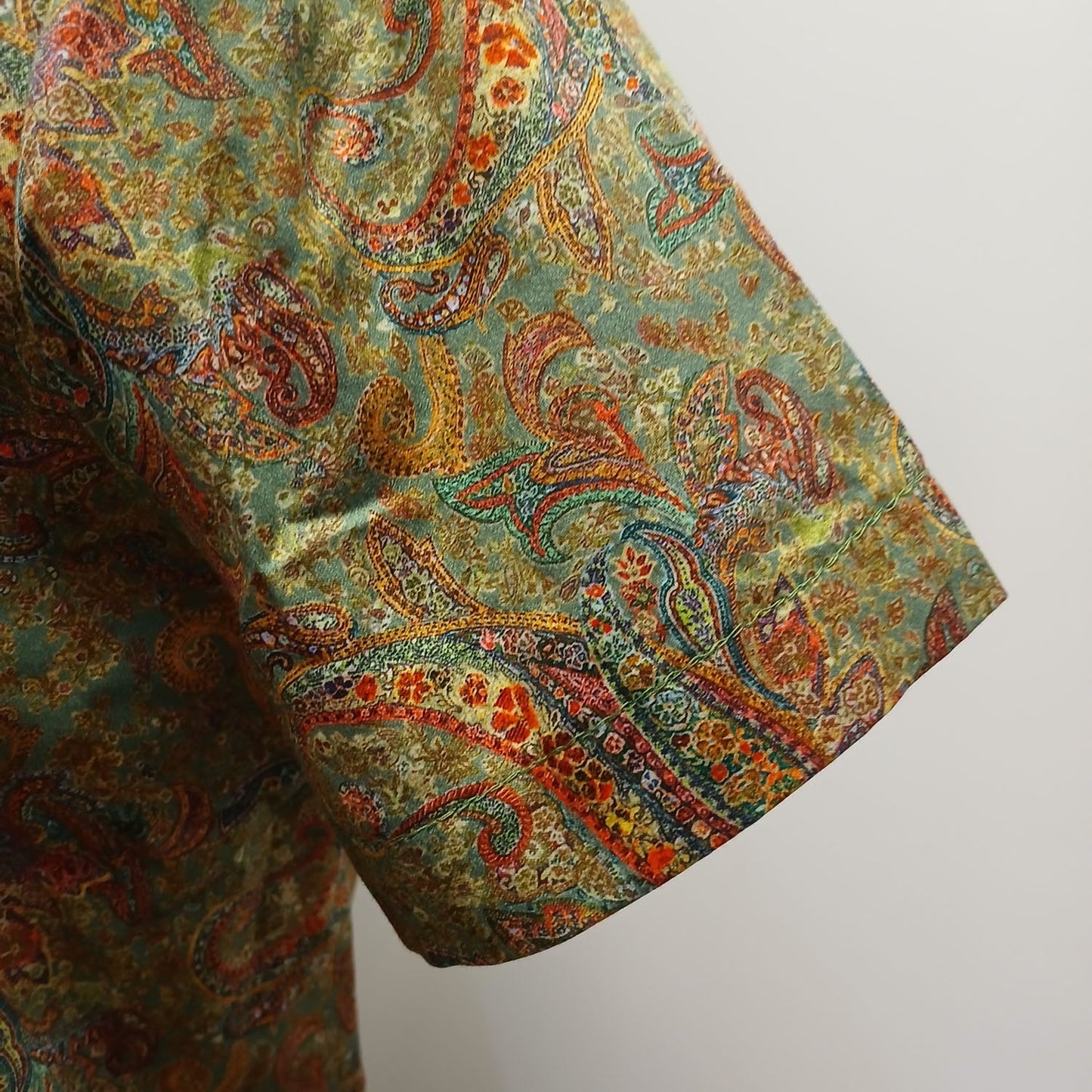 Vintage hand made green paisley floral cotton dress Modeshy