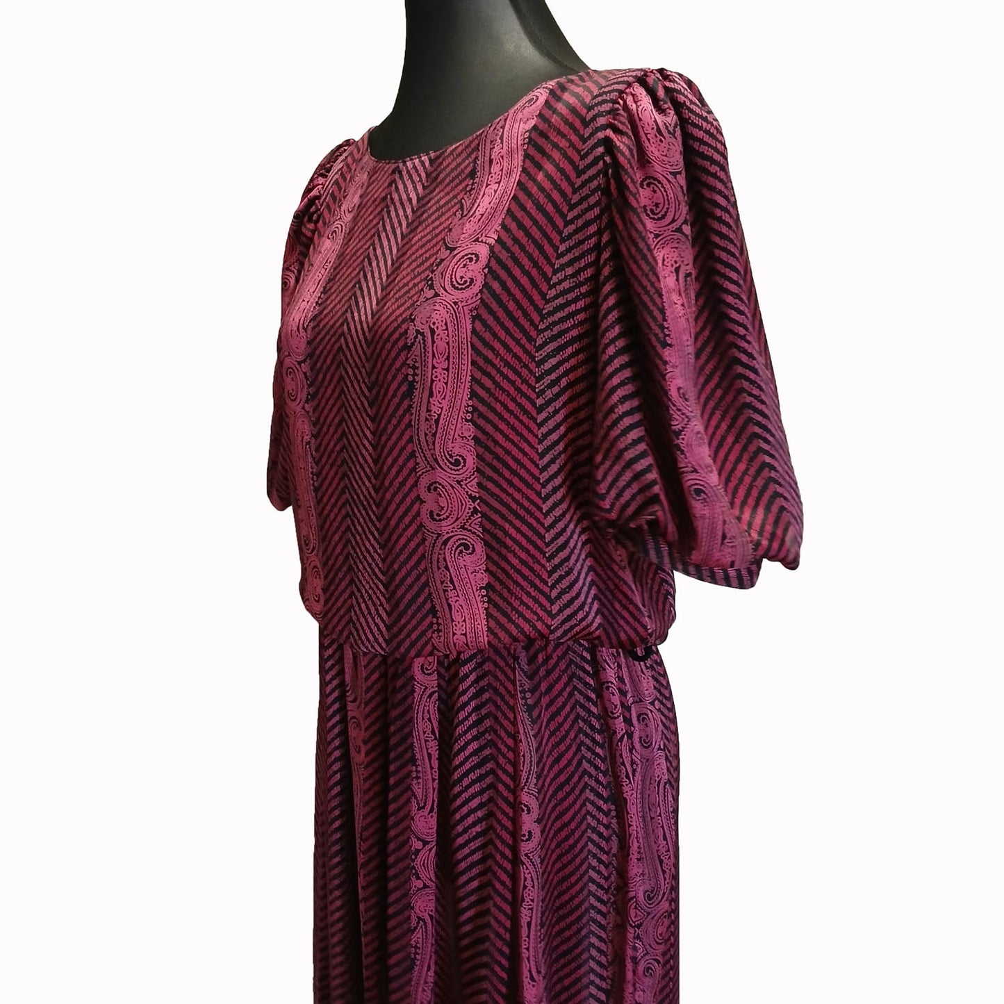 Vintage magenta 80s soft silky evening dress Modeshy