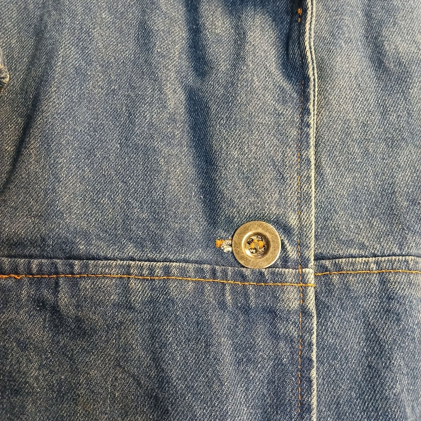 Vintage large deep v neck silver studded denim jacket L Modeshy