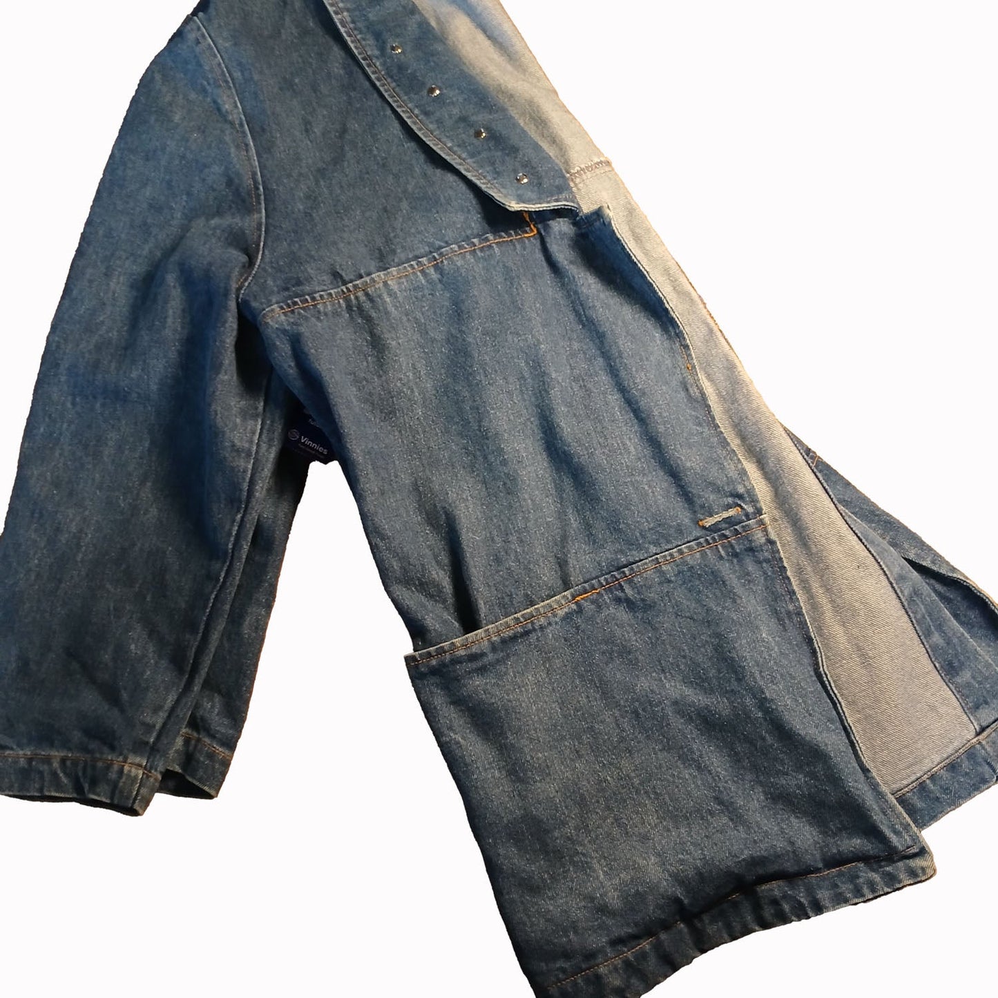 Vintage large deep v neck silver studded denim jacket L Modeshy
