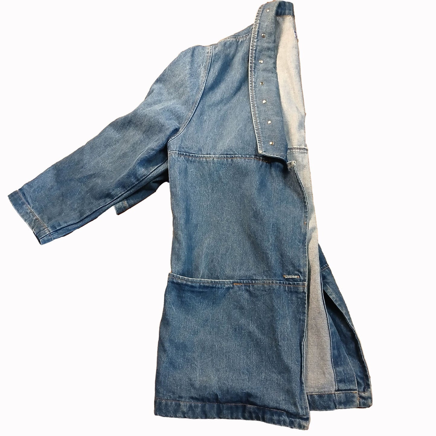 Vintage large deep v neck silver studded denim jacket L Modeshy