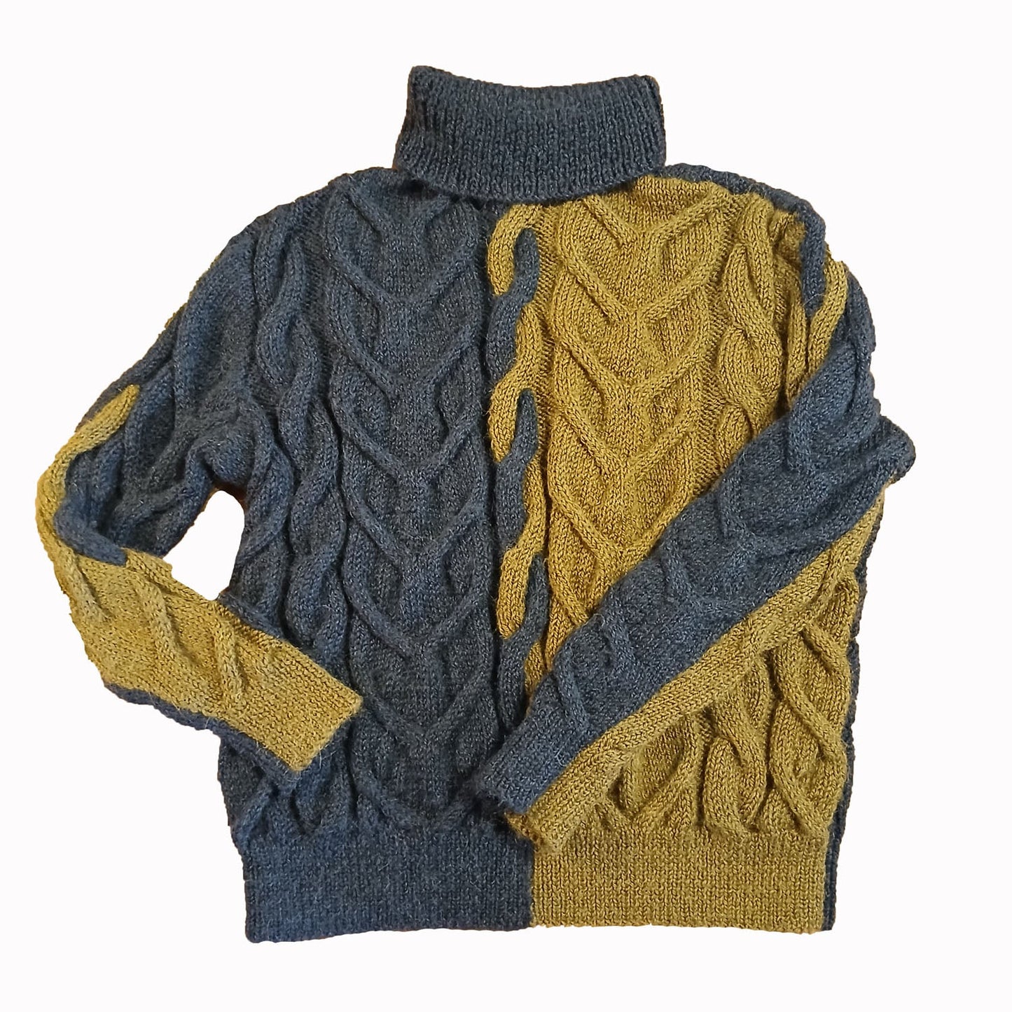 Hand Knitted Mohair wool turtle neck large cable knit jumper Modeshy
