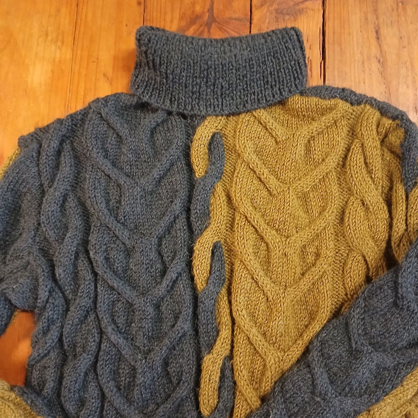Hand Knitted Mohair wool turtle neck large cable knit jumper Modeshy