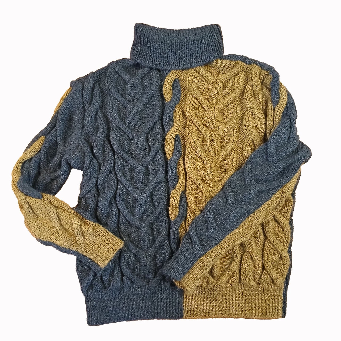 Hand Knitted Mohair wool turtle neck large cable knit jumper Modeshy
