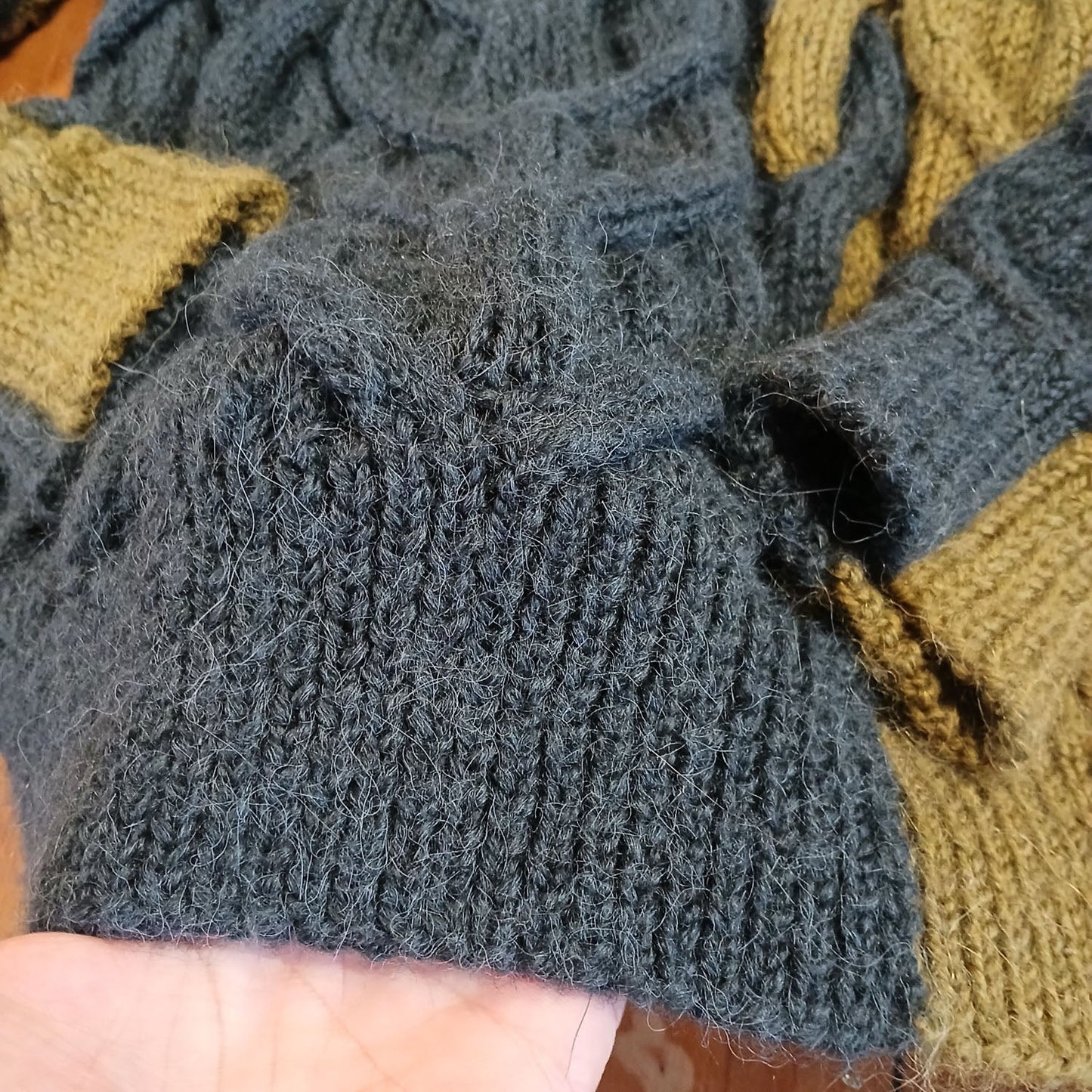 Hand Knitted Mohair wool turtle neck large cable knit jumper Modeshy