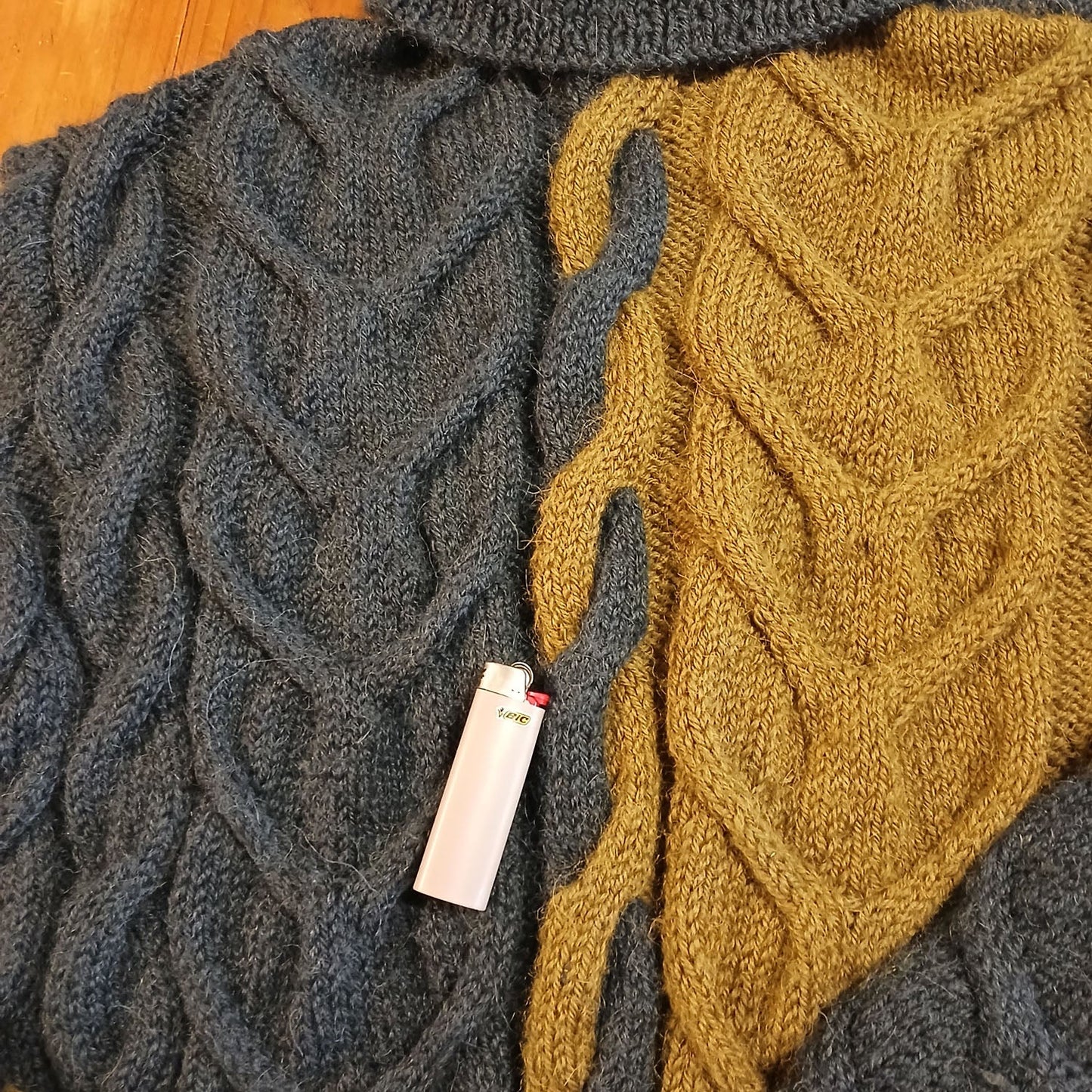 Hand Knitted Mohair wool turtle neck large cable knit jumper Modeshy