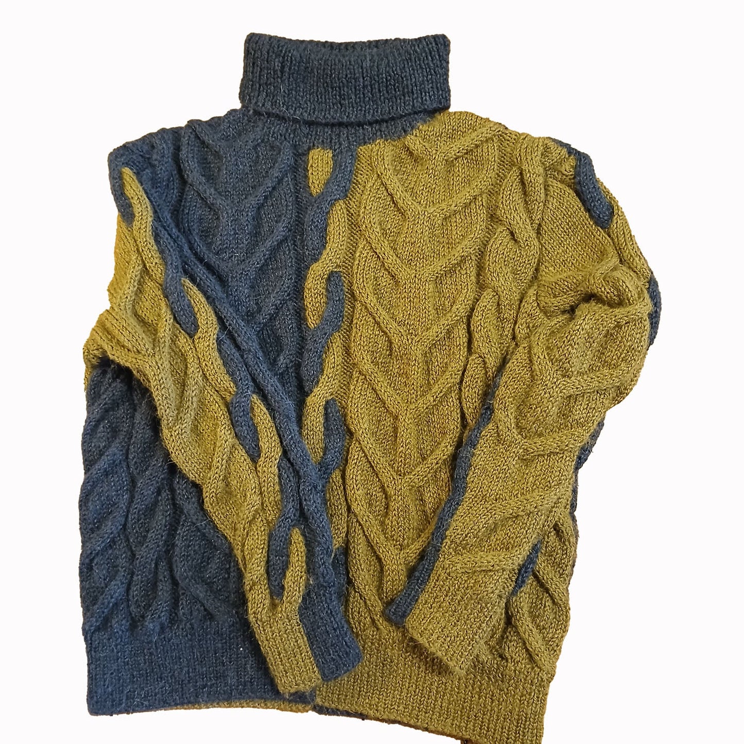 Hand Knitted Mohair wool turtle neck large cable knit jumper Modeshy