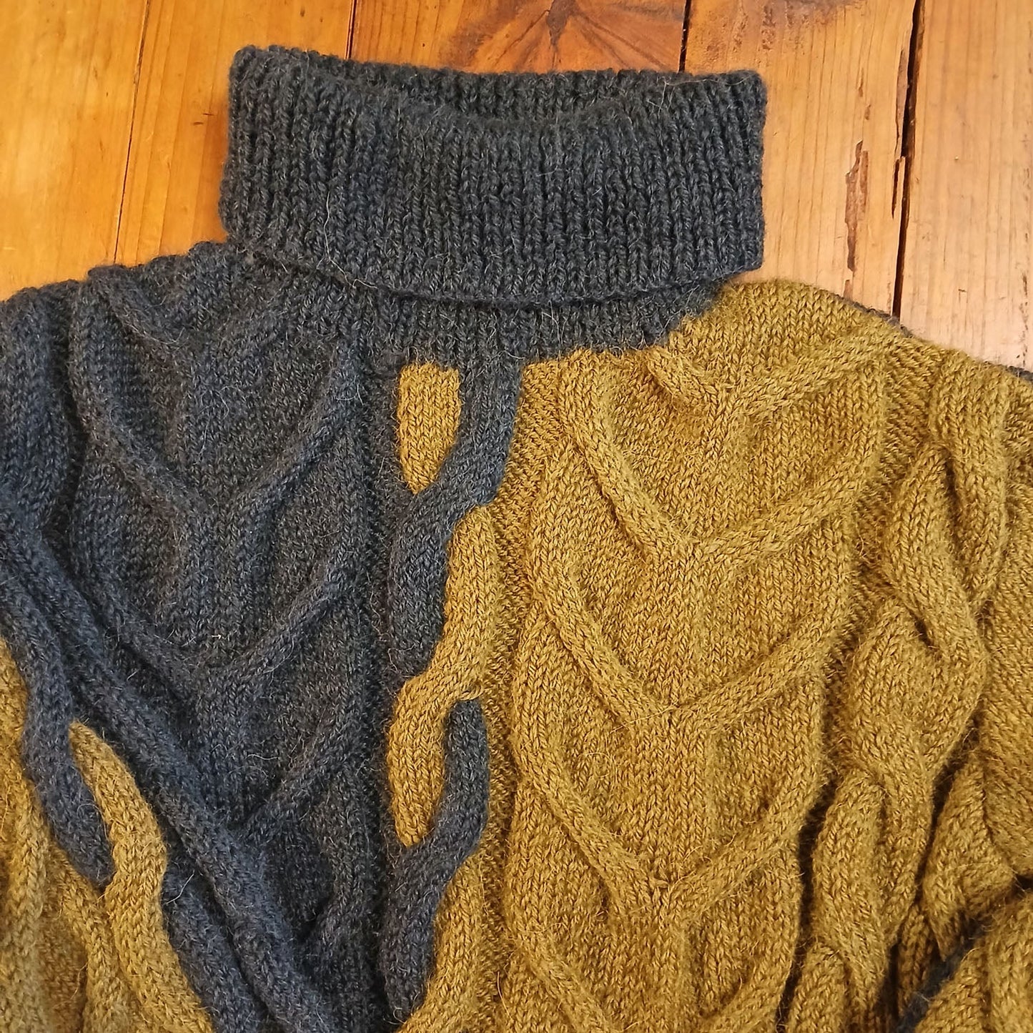 Hand Knitted Mohair wool turtle neck large cable knit jumper Modeshy