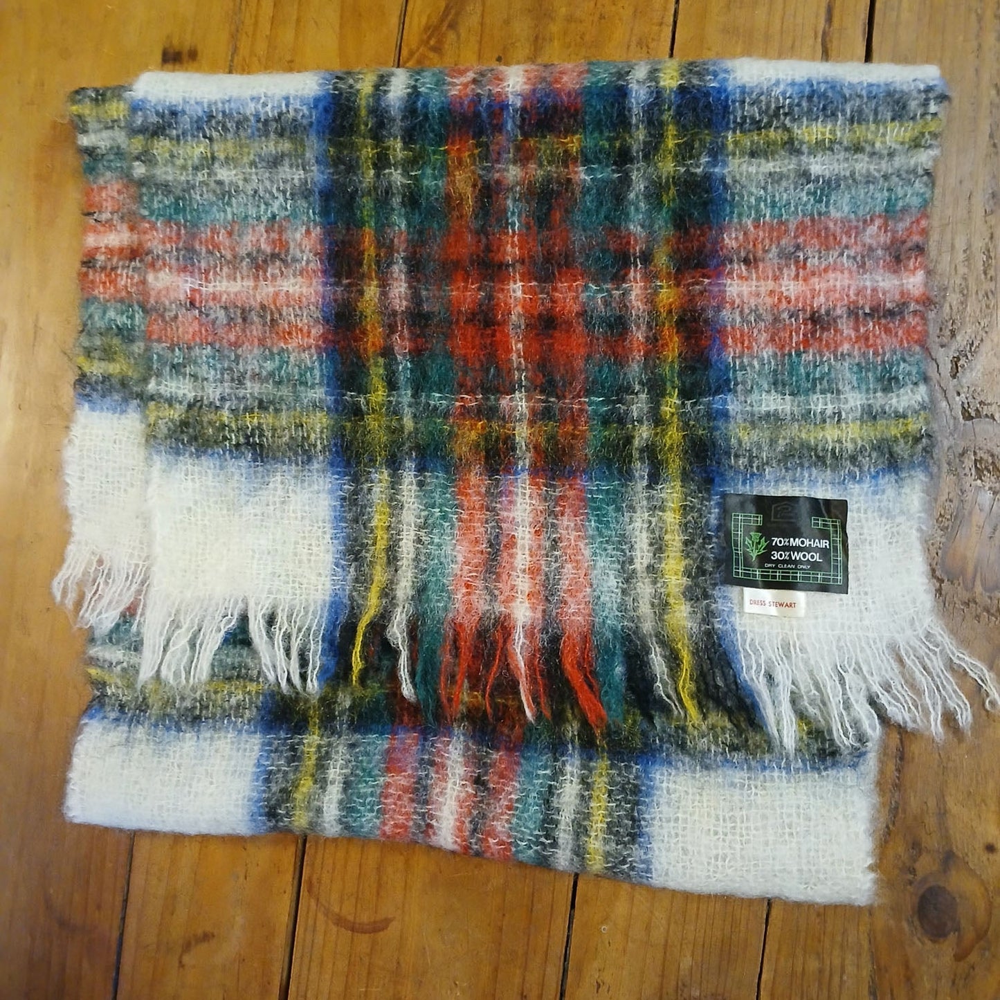 Vintage Dress Stewart Scottish Wool/ mohair tartan scarf Modeshy