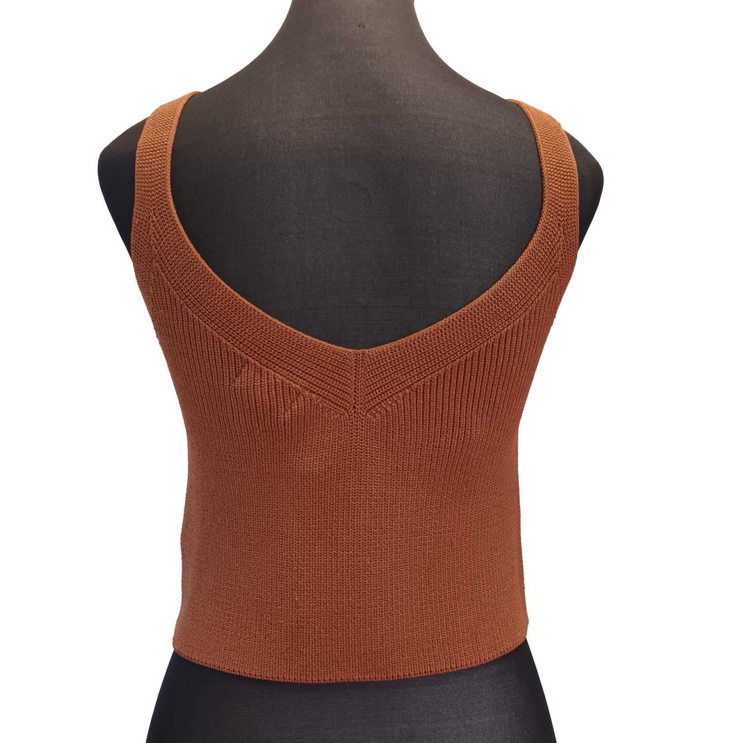 V Neck Caramel rusty knit cami Santa Monica top Modeshy