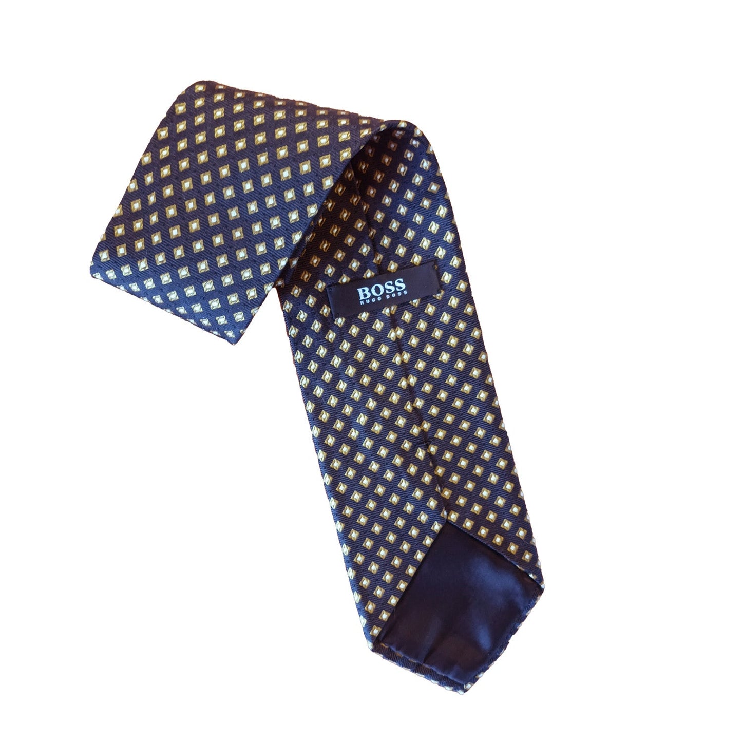 Hugo Boss Navy and gold silk tie. Modeshy
