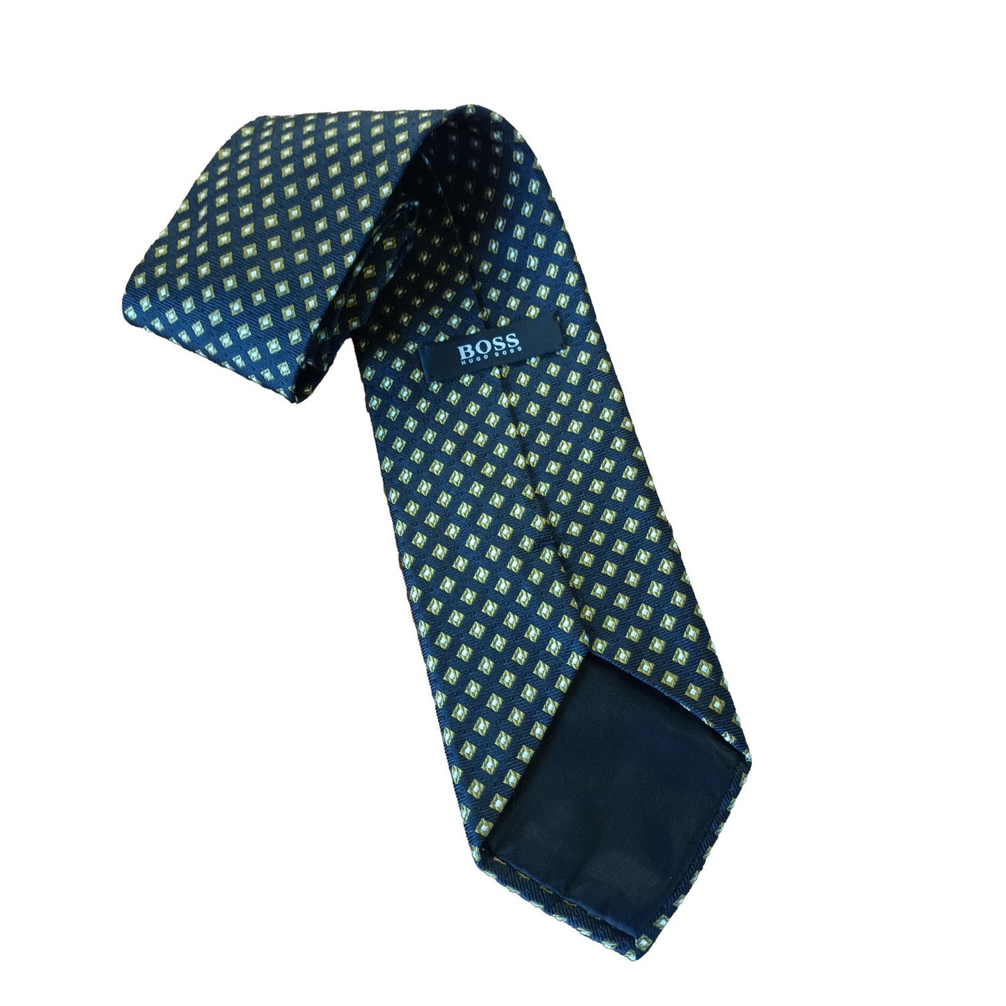 Hugo Boss Navy and gold silk tie. Modeshy