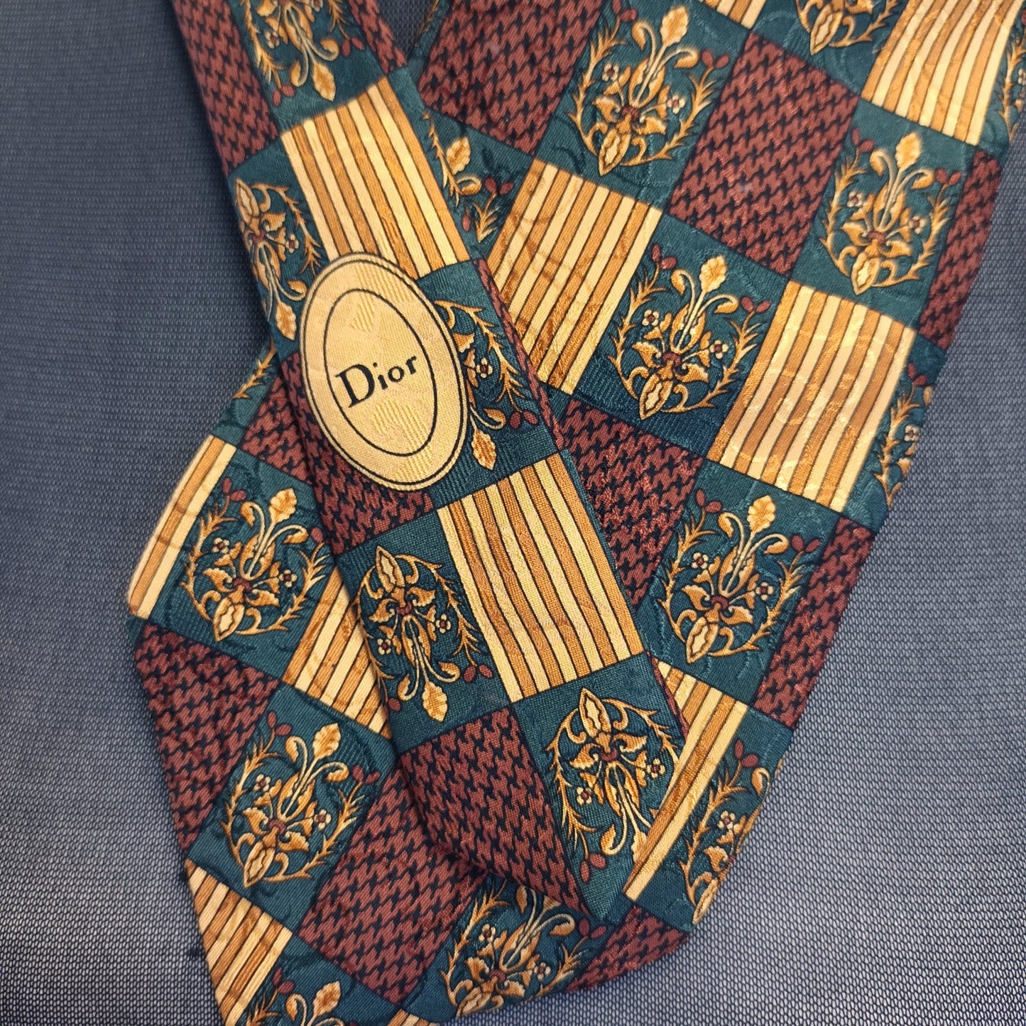 Vintage Christian Dior Silk Tie with Dior emblem Modeshy
