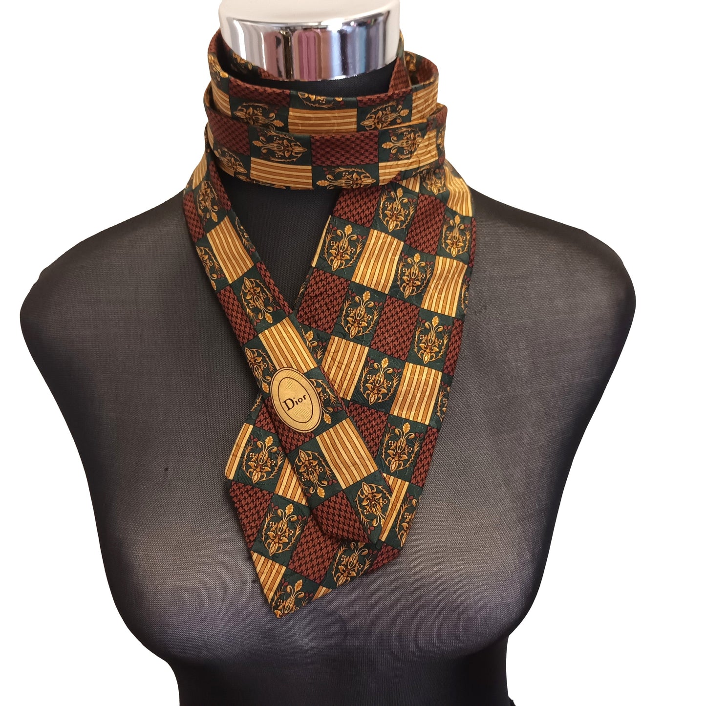 Vintage Christian Dior Silk Tie with Dior emblem Modeshy