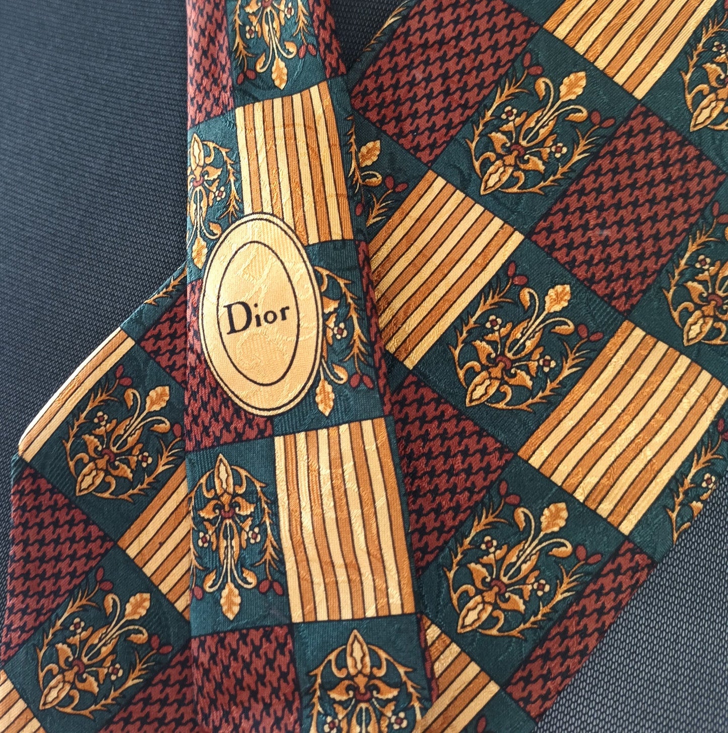 Vintage Christian Dior Silk Tie with Dior emblem Modeshy