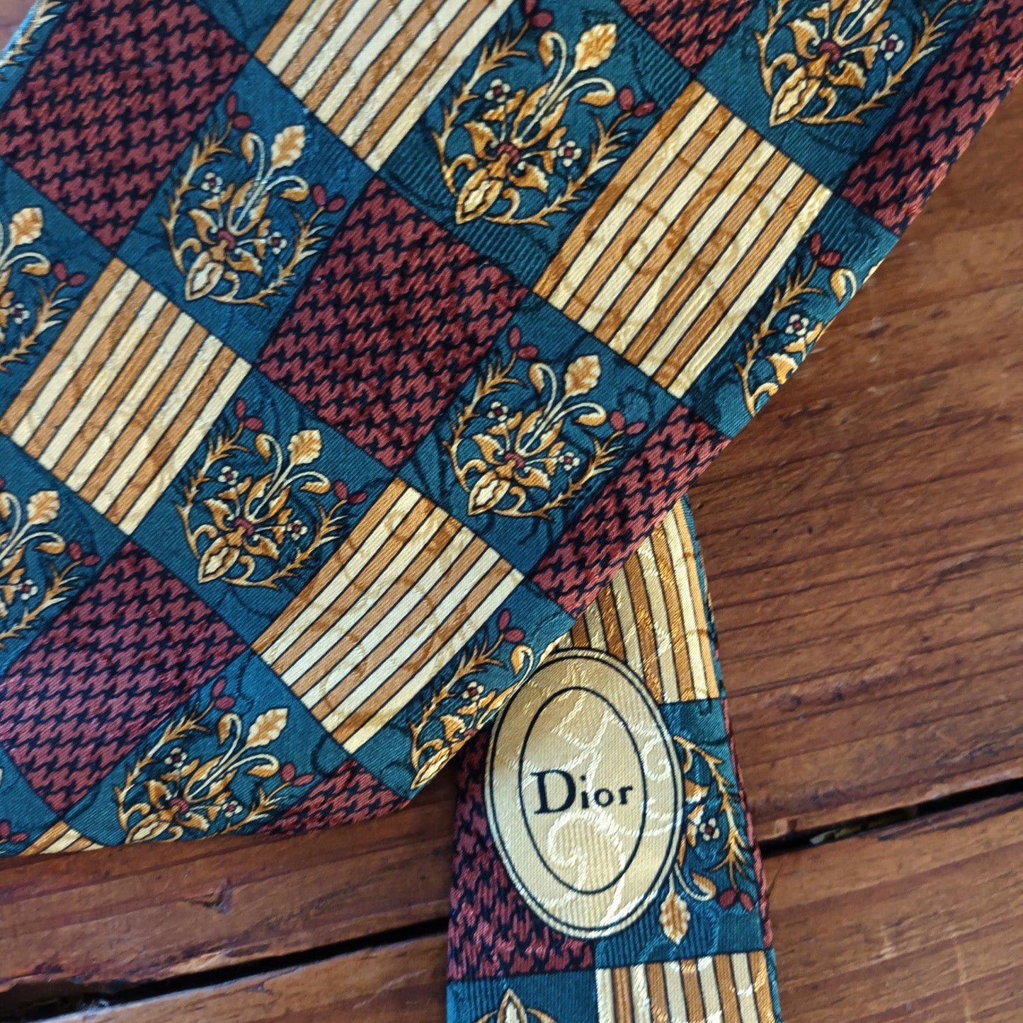 Vintage Christian Dior Silk Tie with Dior emblem Modeshy