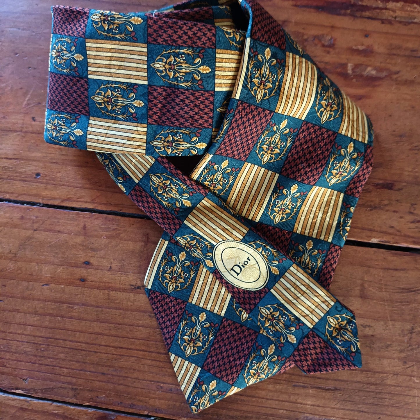 Vintage Christian Dior Silk Tie with Dior emblem Modeshy