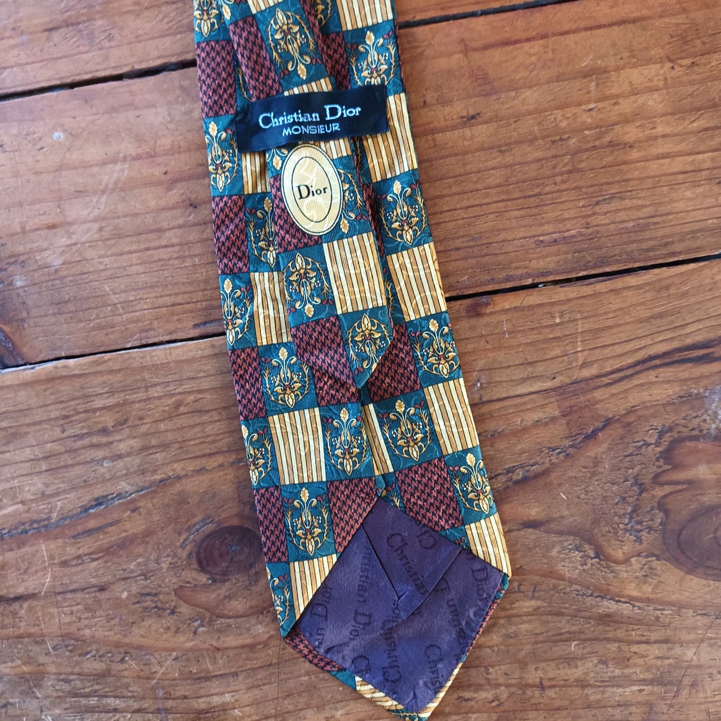 Vintage Christian Dior Silk Tie with Dior emblem Modeshy