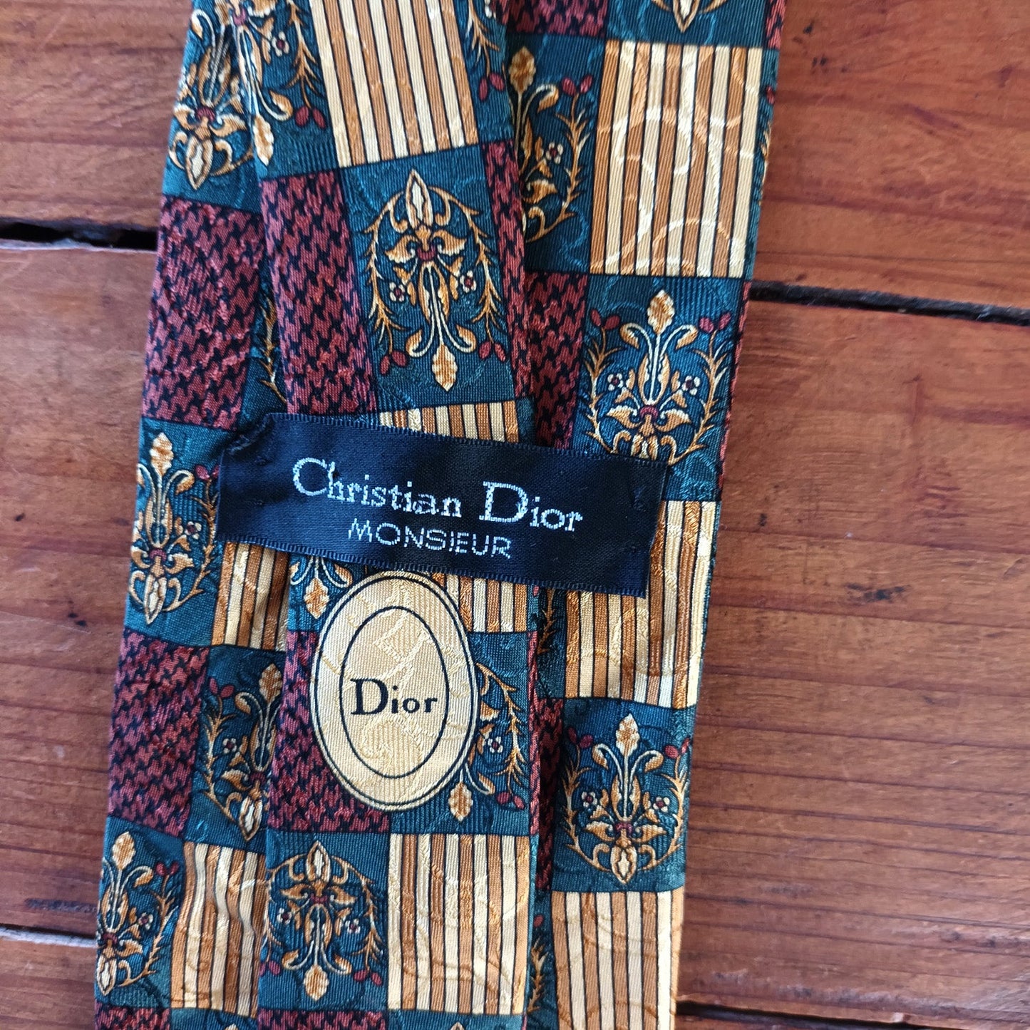 Vintage Christian Dior Silk Tie with Dior emblem Modeshy