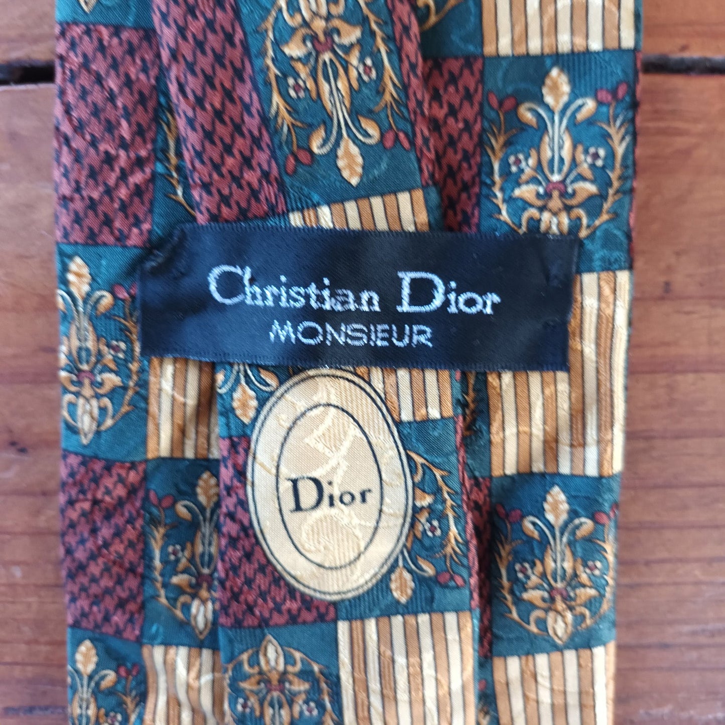 Vintage Christian Dior Silk Tie with Dior emblem Modeshy
