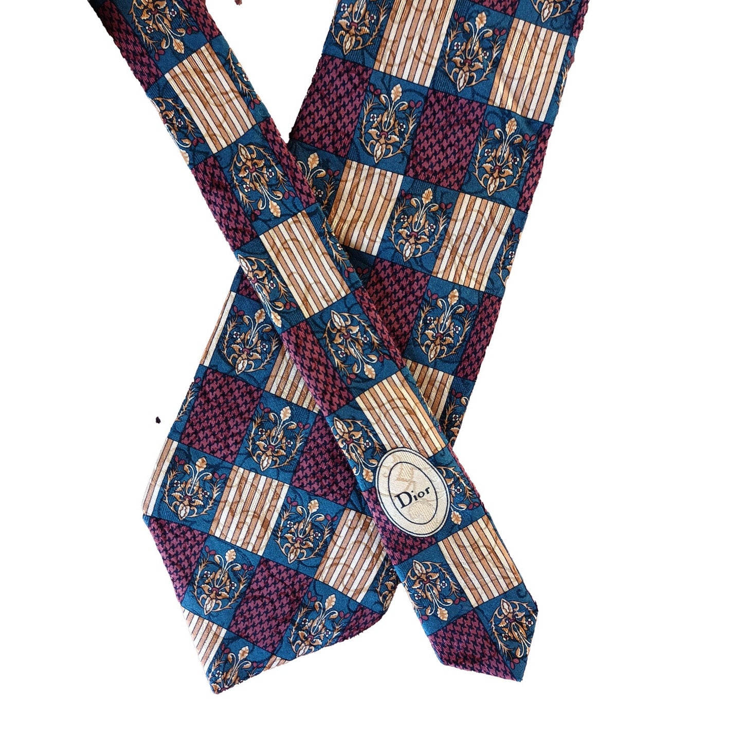 Vintage Christian Dior Silk Tie with Dior emblem Modeshy