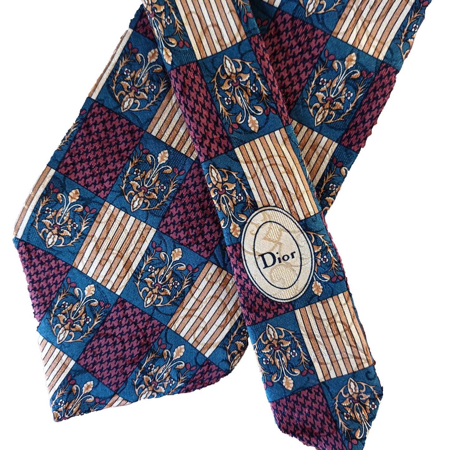 Vintage Christian Dior Silk Tie with Dior emblem Modeshy