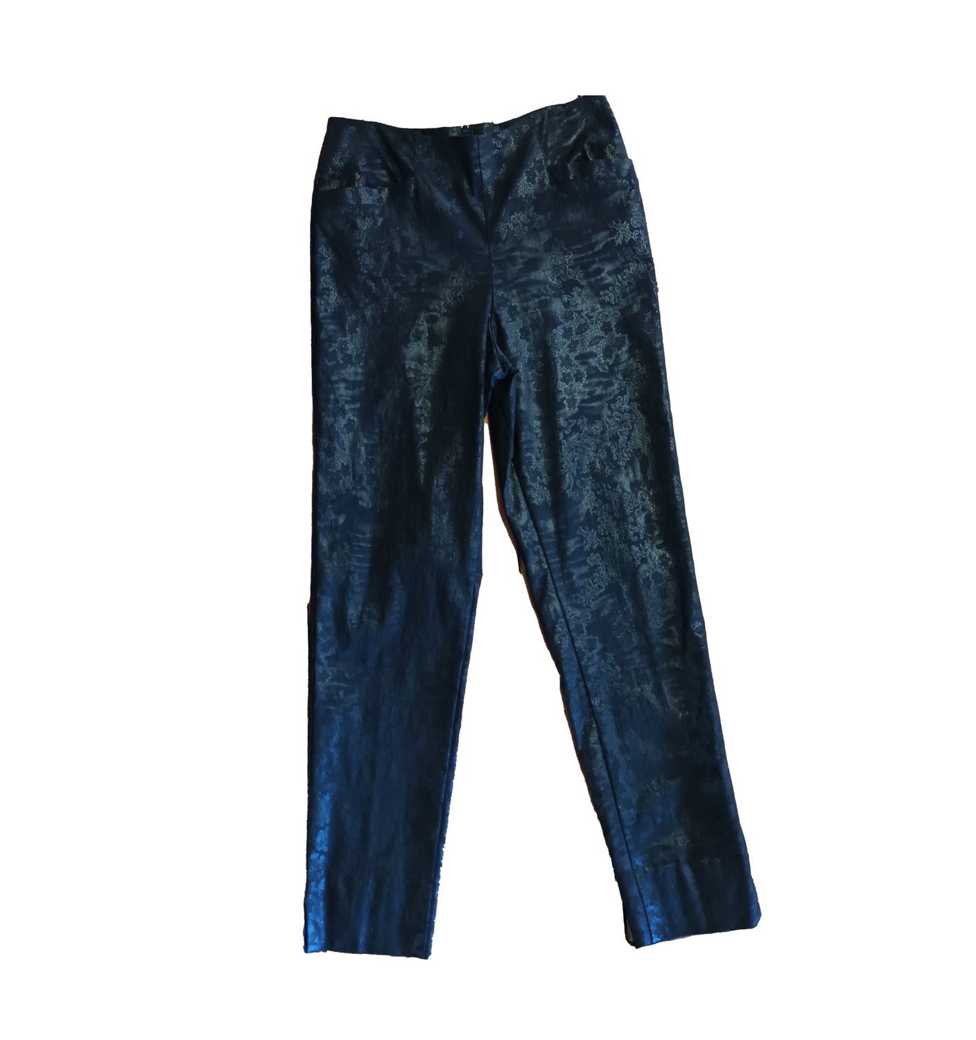 Vintage Andiamo 90s Embossed black floral dress pants 10 Au Modeshy