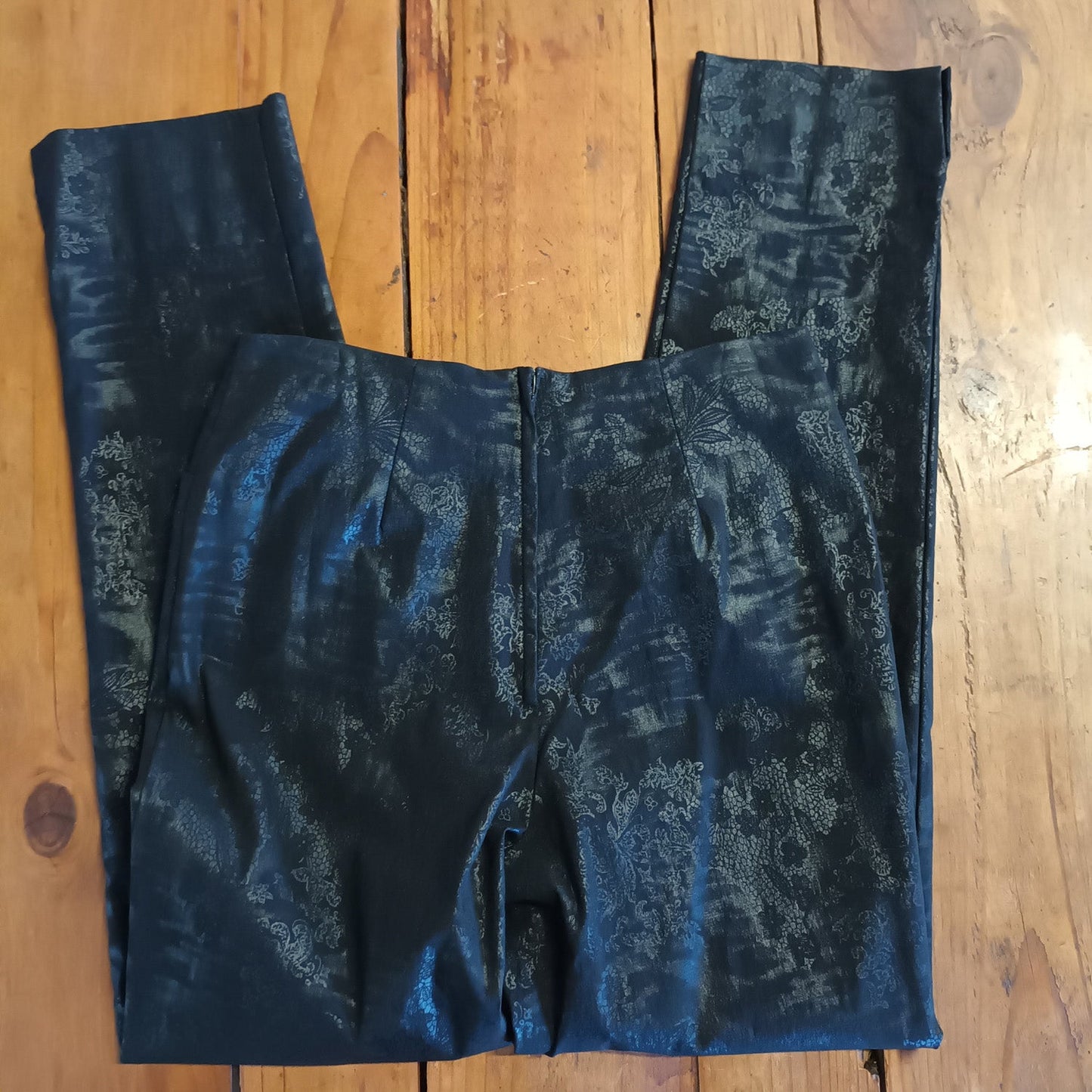 Vintage Andiamo 90s Embossed black floral dress pants 10 Au Modeshy