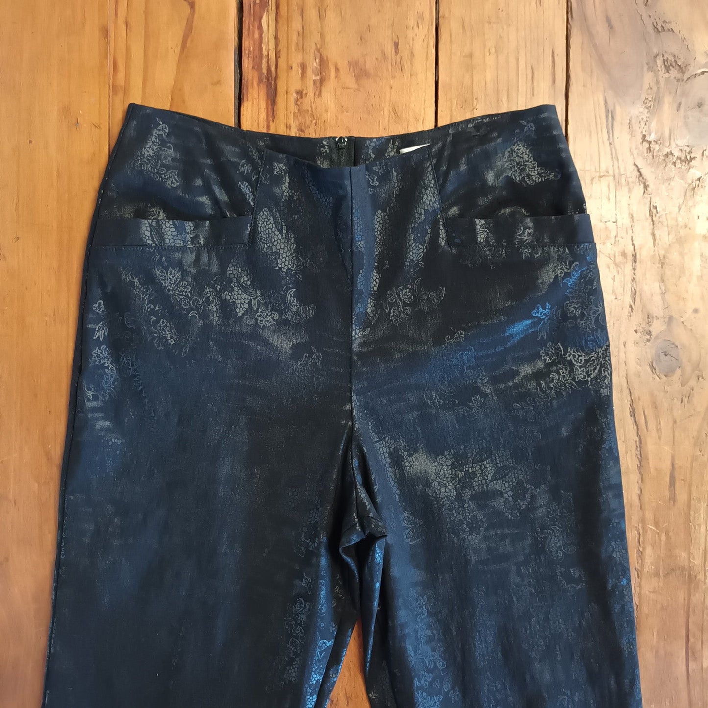 Vintage Andiamo 90s Embossed black floral dress pants 10 Au Modeshy