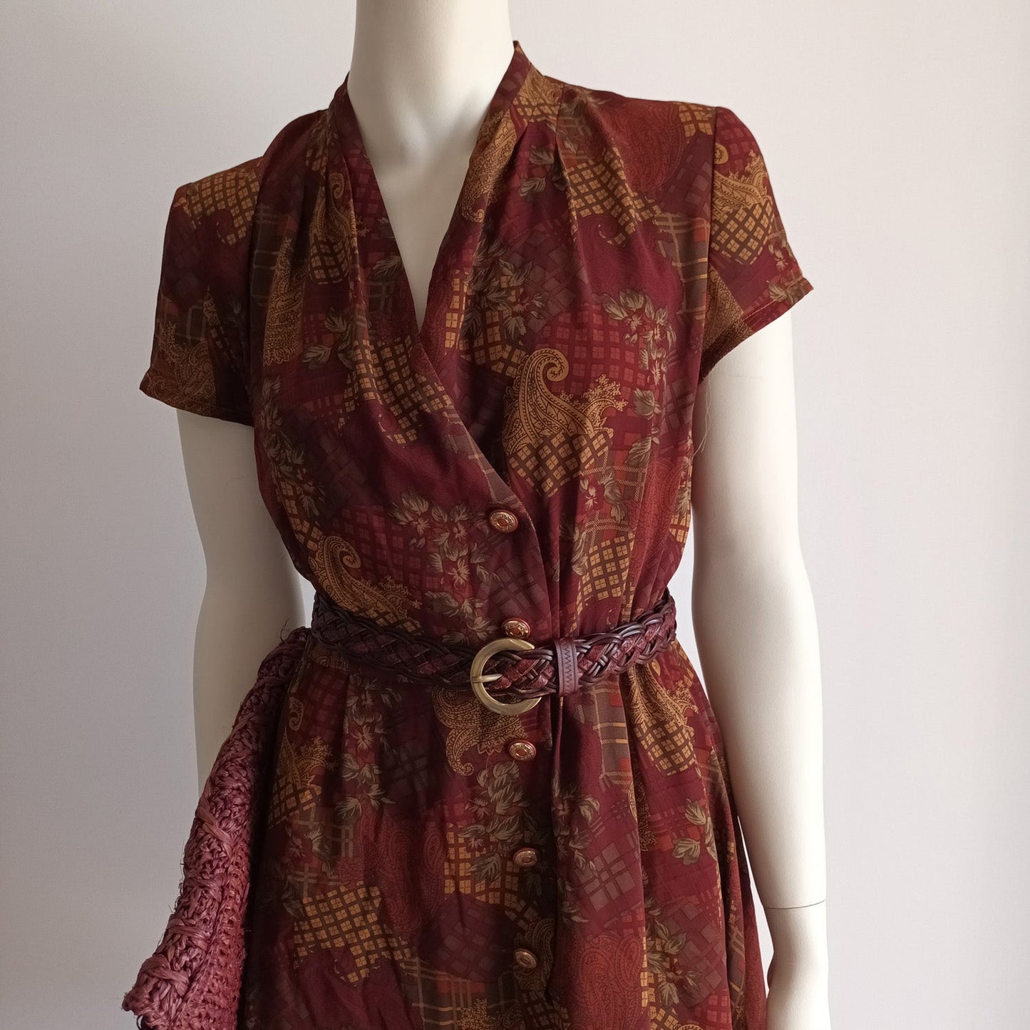 Vintage leather woven plat style belt Modeshy