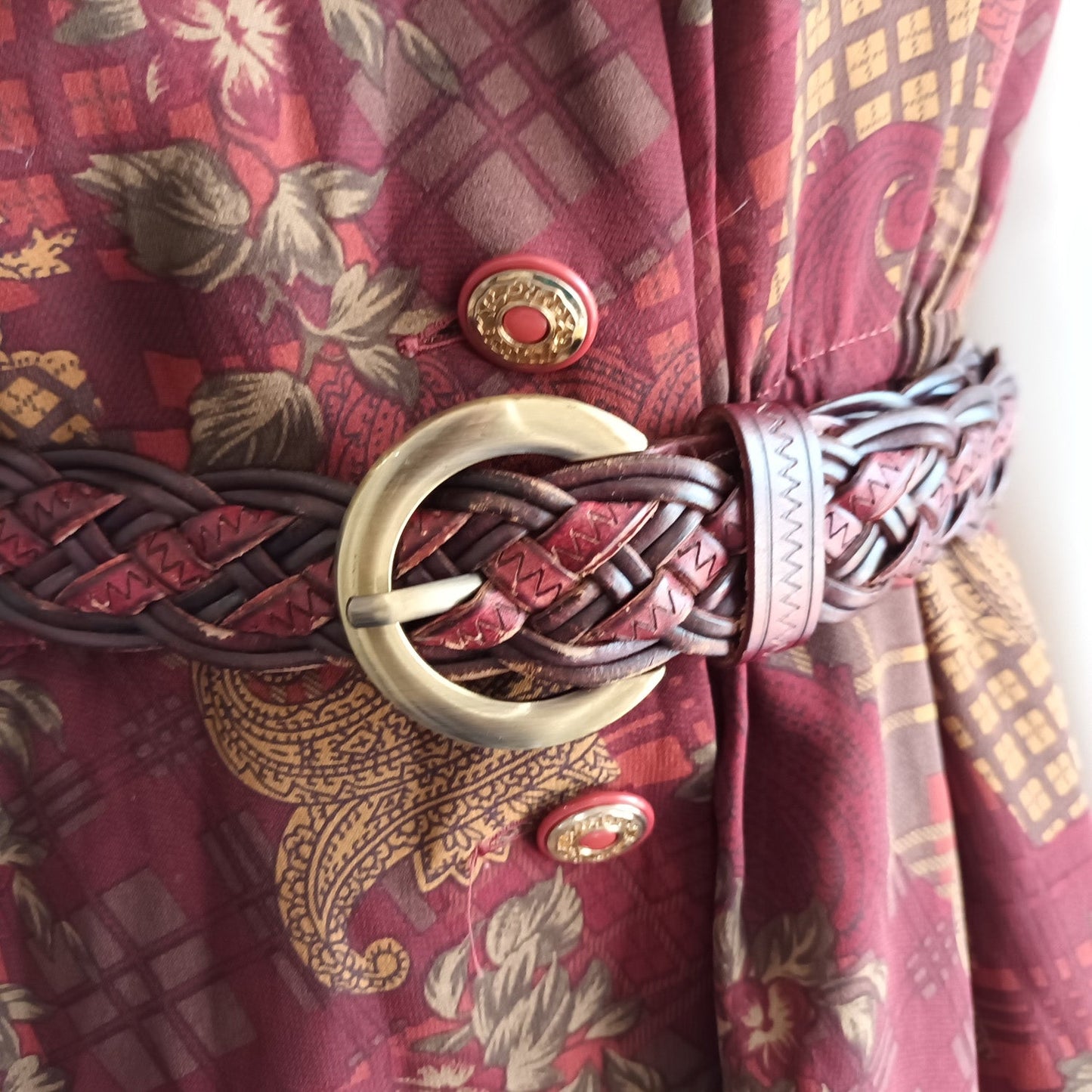 Vintage leather woven plat style belt Modeshy