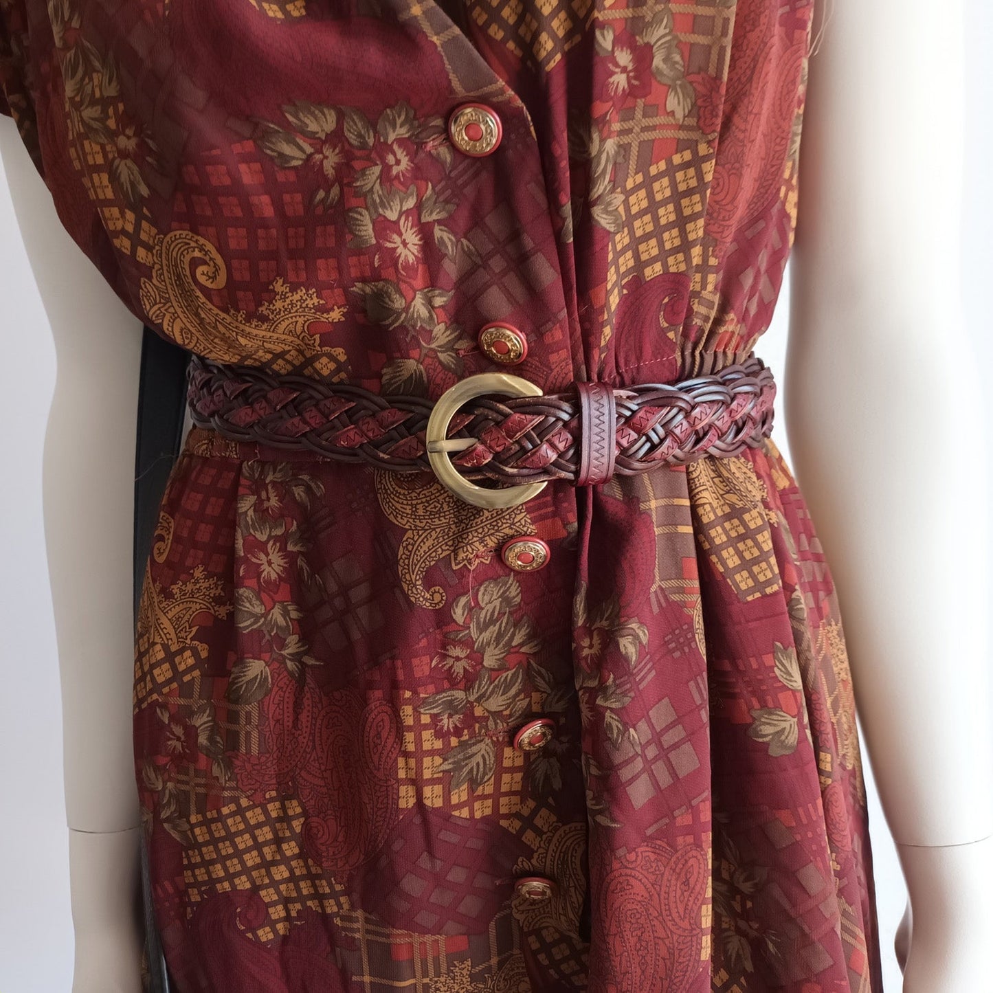 Vintage leather woven plat style belt Modeshy
