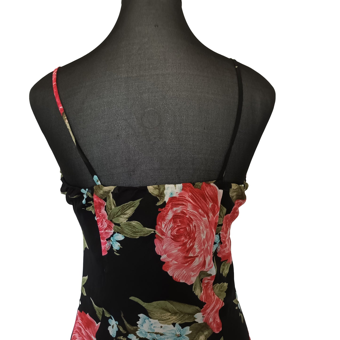 Vintage black and red floral dress 90s M