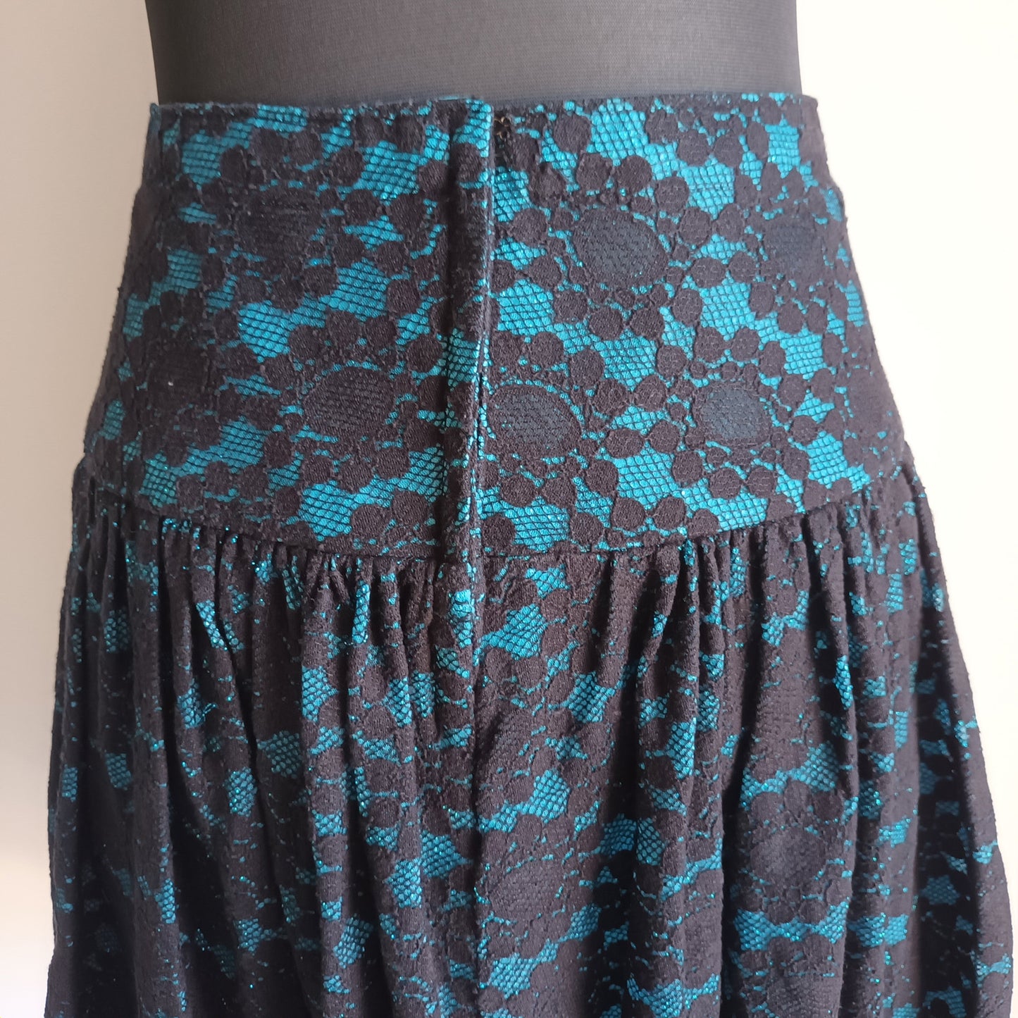 Black and blue vintage lace bubble hem skirt