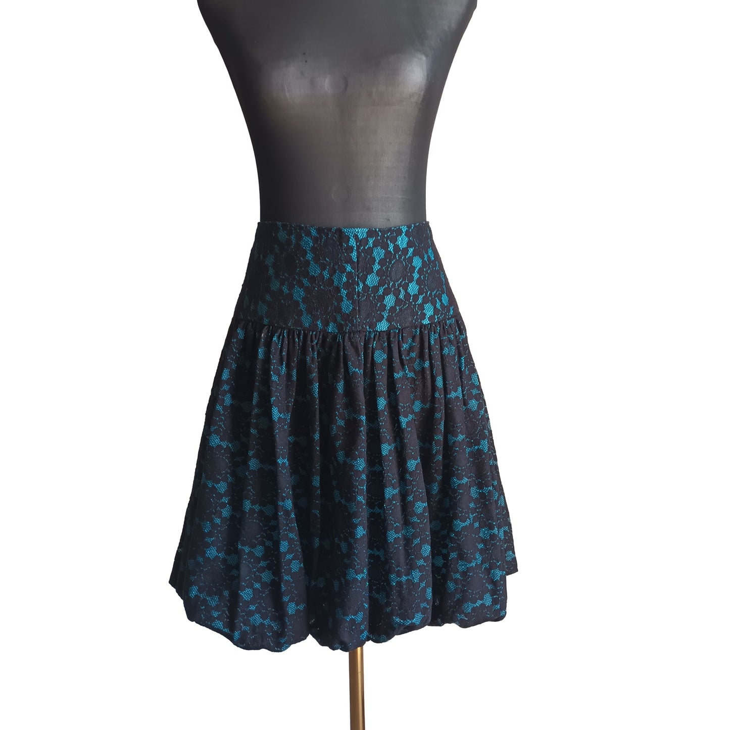 Black and blue vintage lace bubble hem skirt