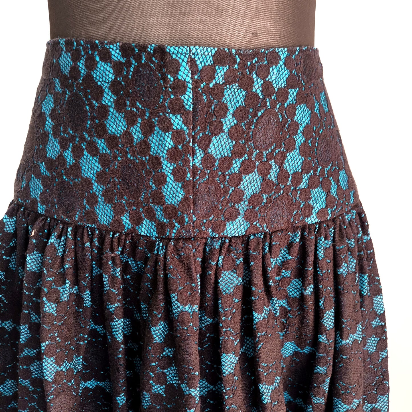 Black and blue vintage lace bubble hem skirt