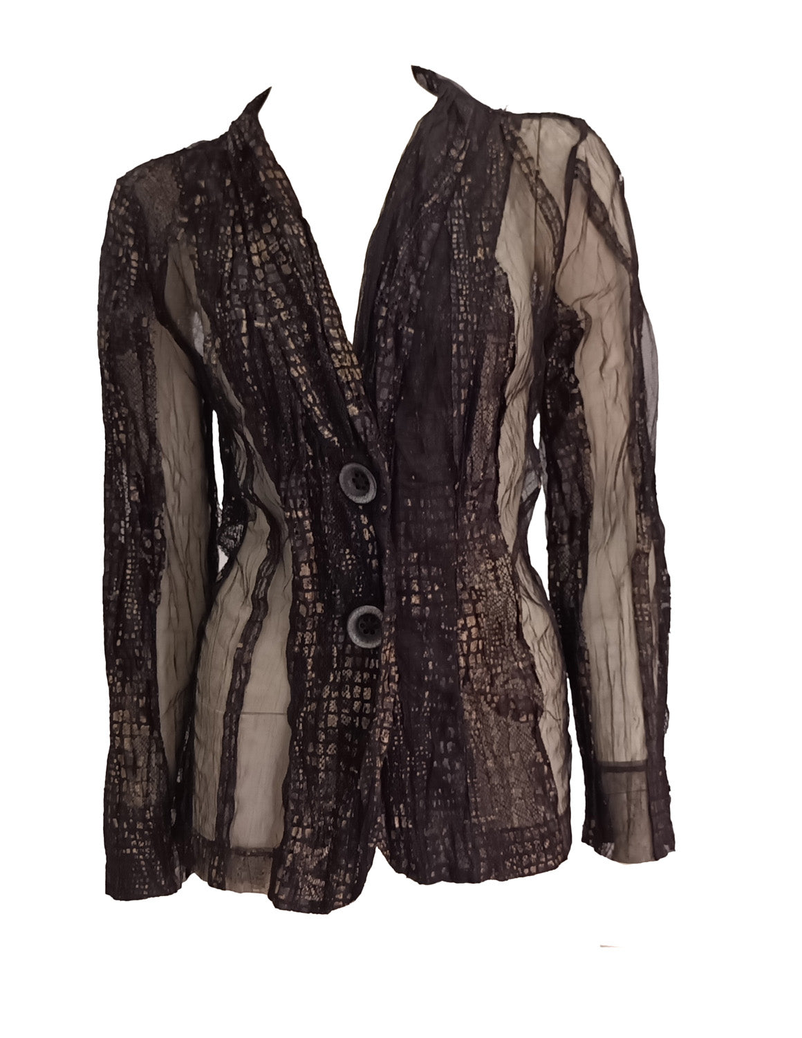Abstract brown mesh with gold blouse by VERGE