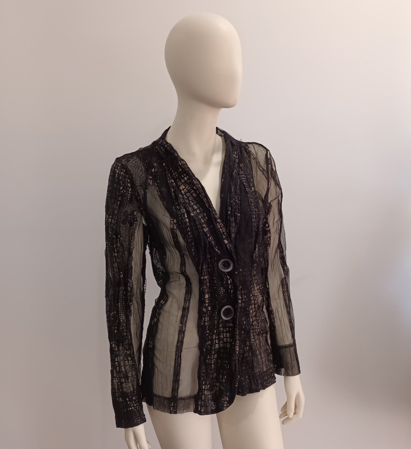 Abstract brown mesh with gold blouse by VERGE