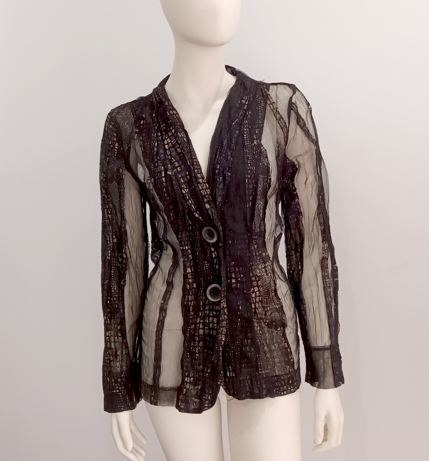 Abstract brown mesh with gold blouse by VERGE
