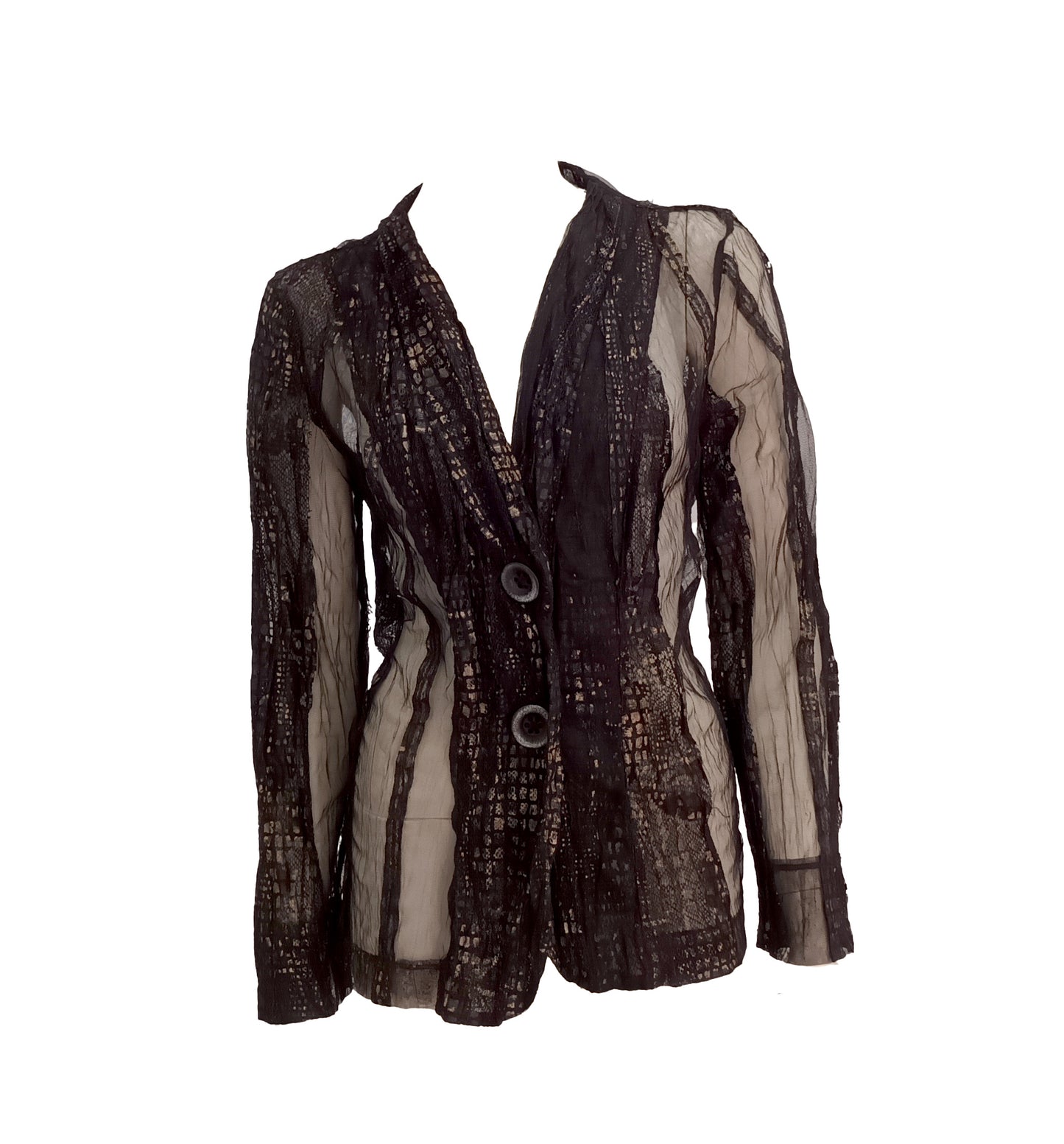 Abstract brown mesh with gold blouse by VERGE