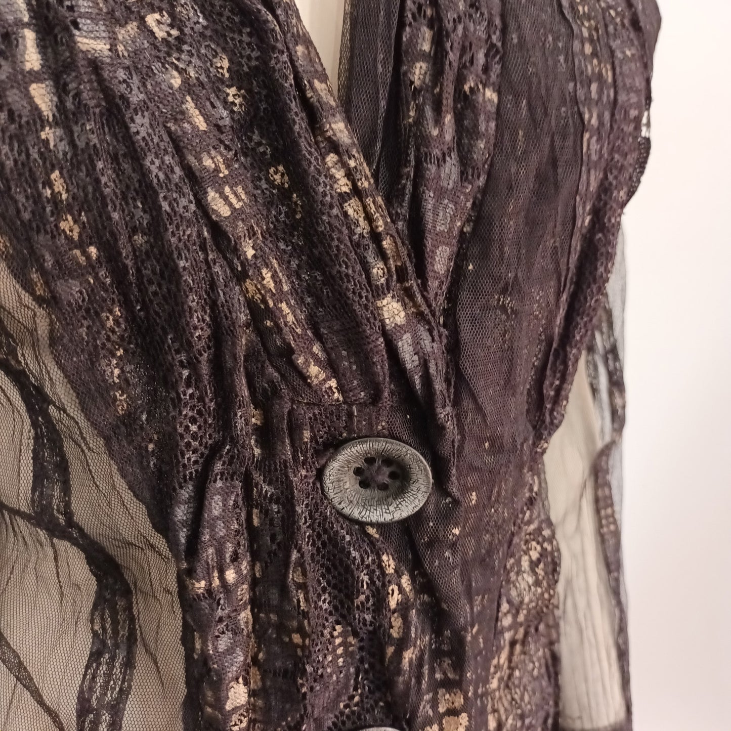 Abstract brown mesh with gold blouse by VERGE