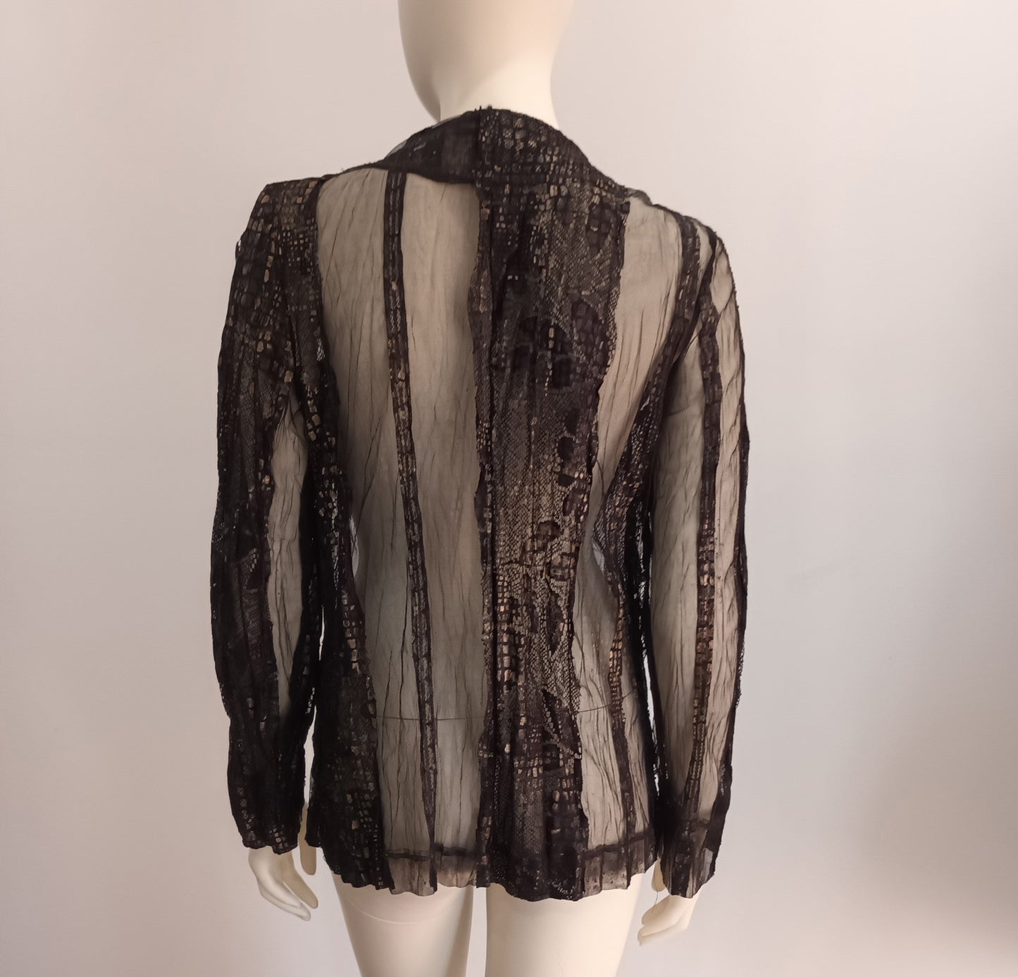 Abstract brown mesh with gold blouse by VERGE