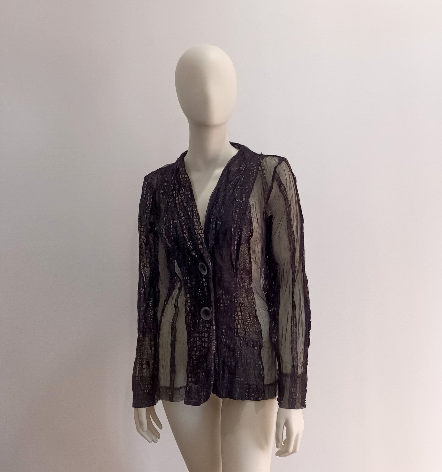 Abstract brown mesh with gold blouse by VERGE